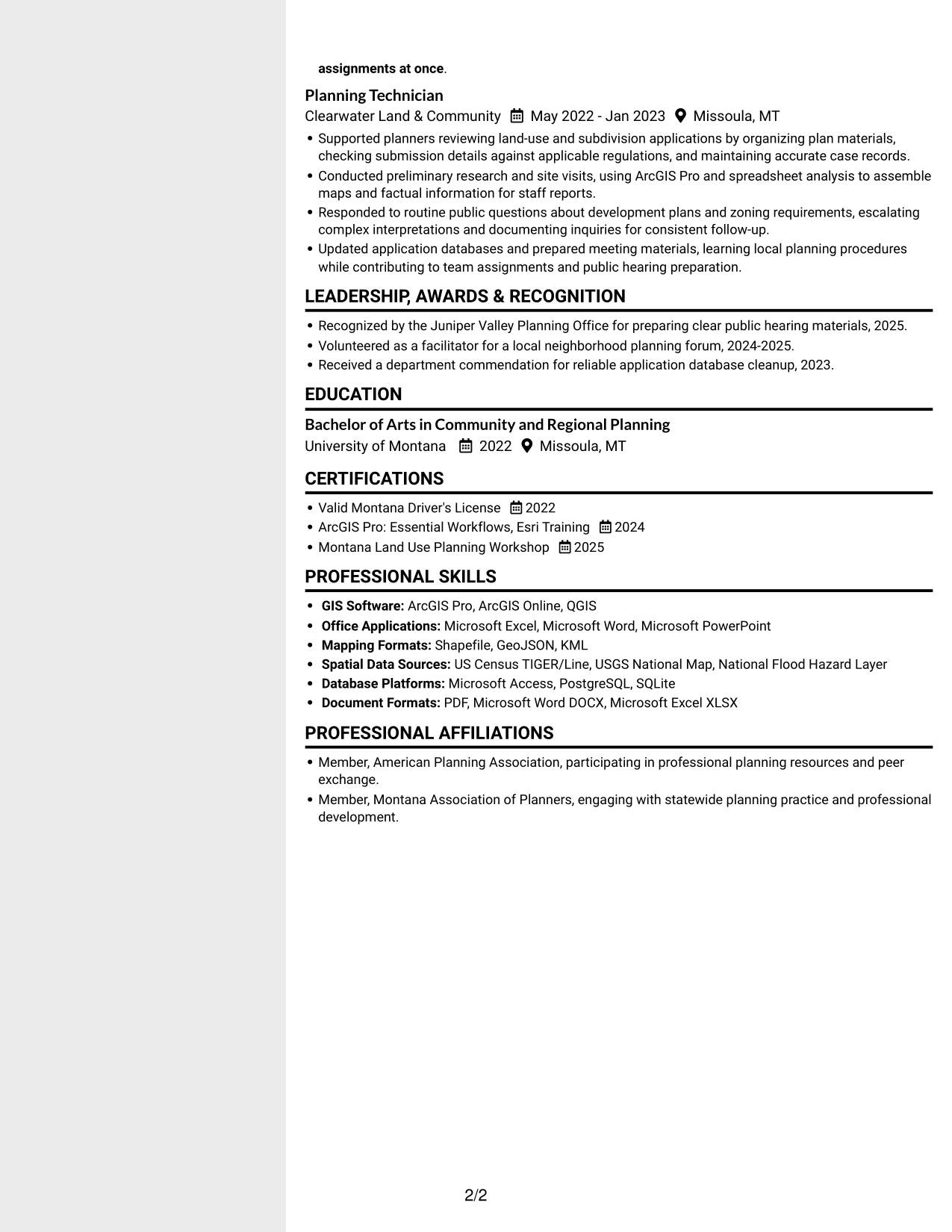 Resume example — page 2
