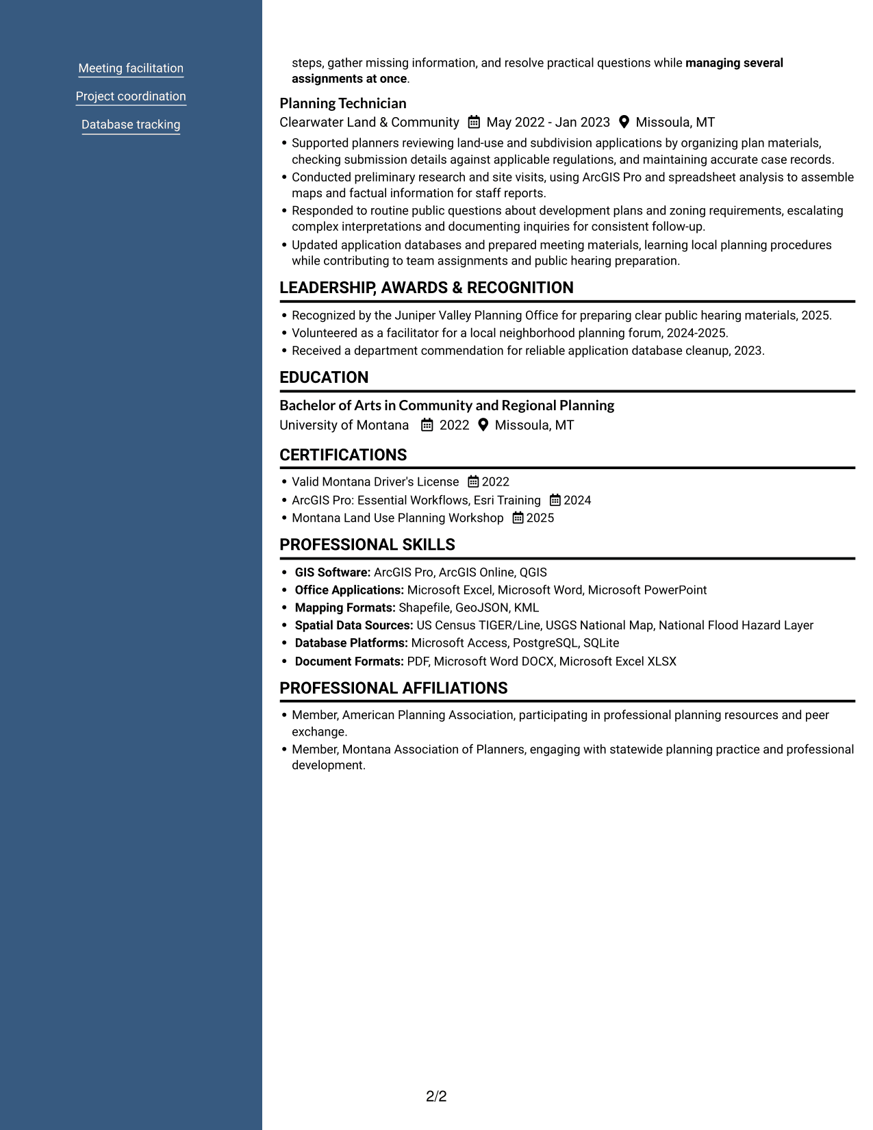 Resume example — page 2