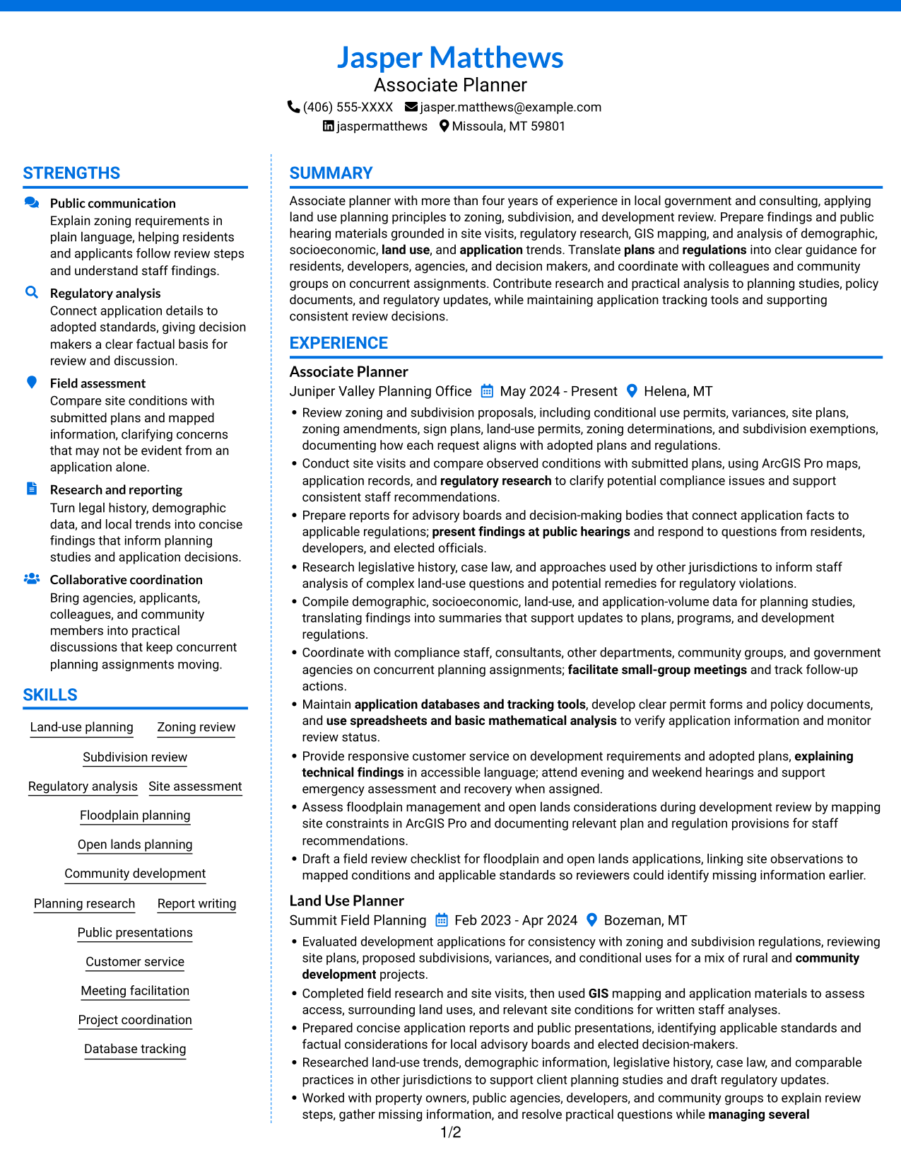 Resume example — page 1