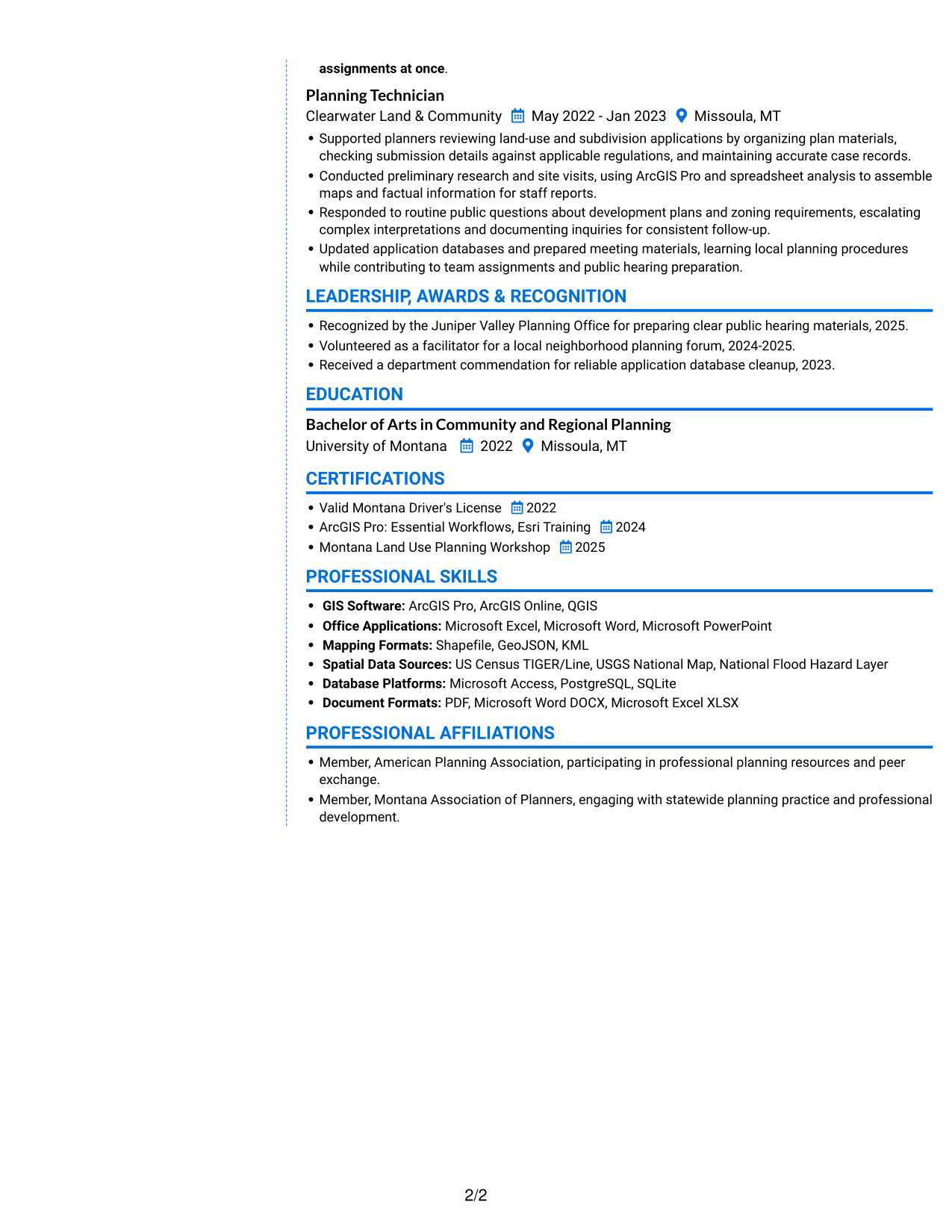 Resume example — page 2