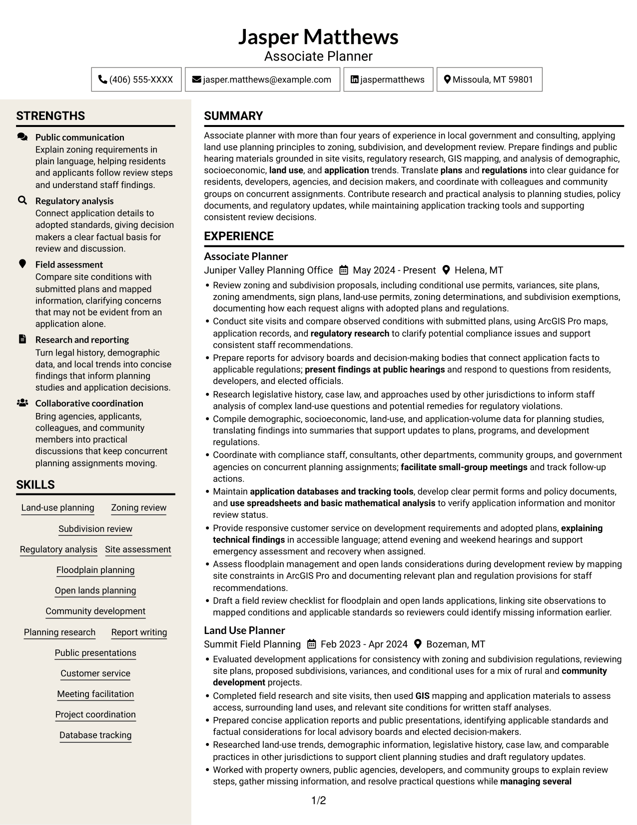 Resume example — page 1
