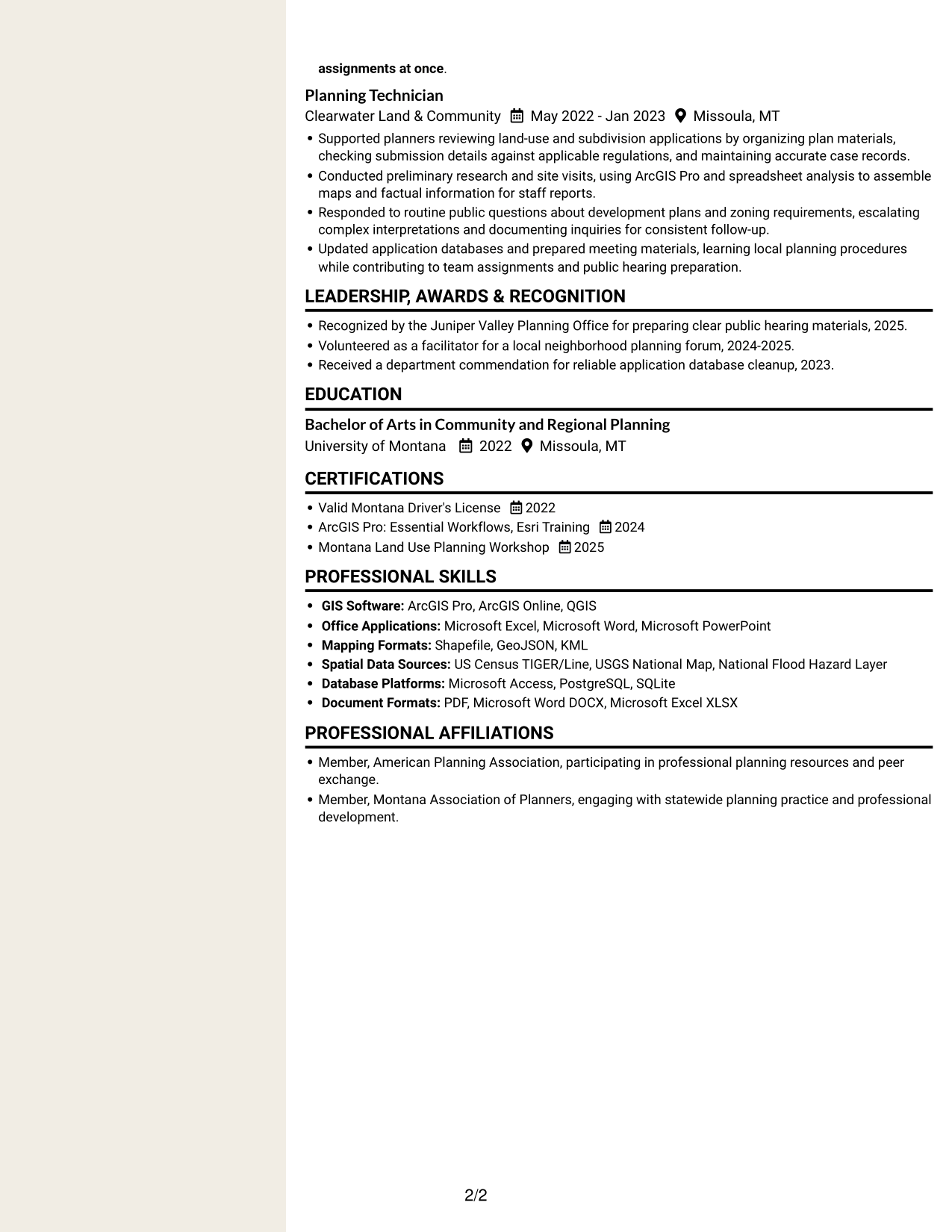 Resume example — page 2