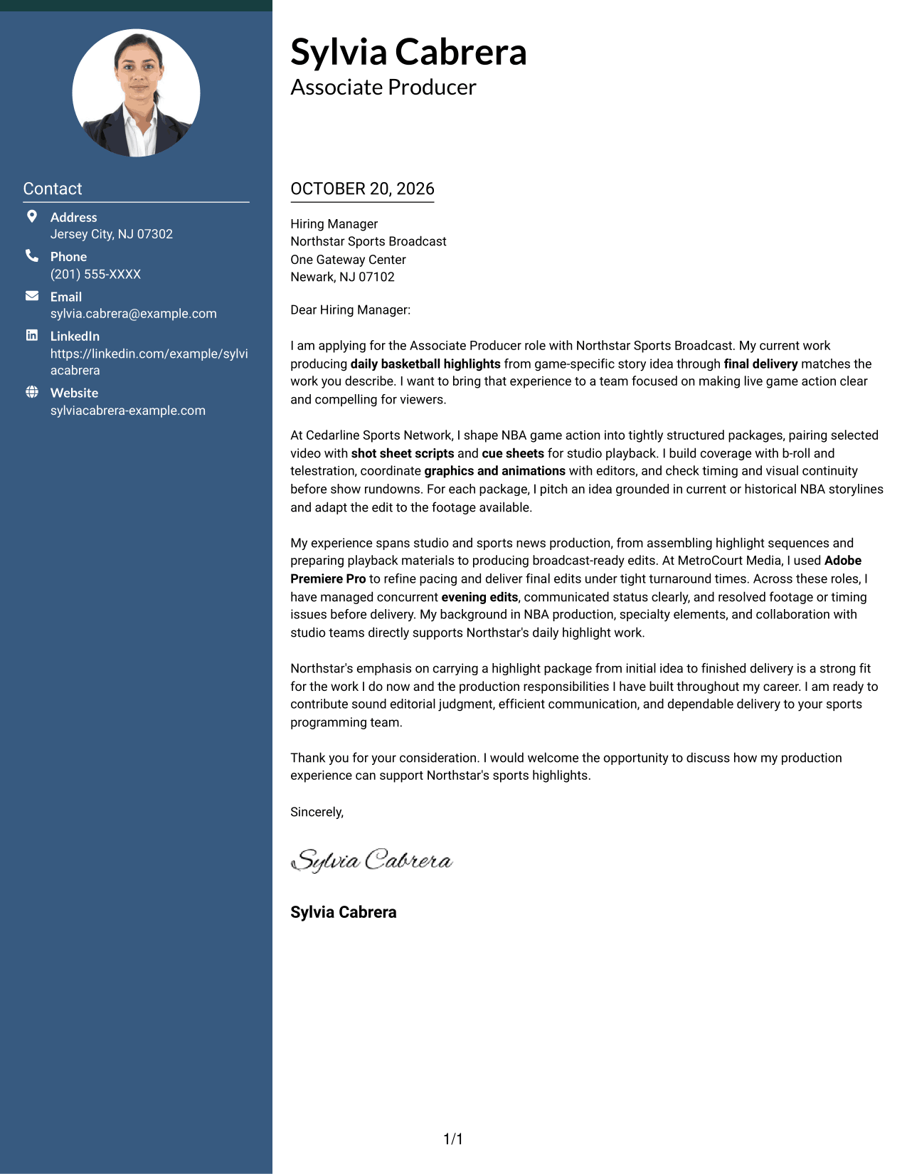 Cover letter example — page 1
