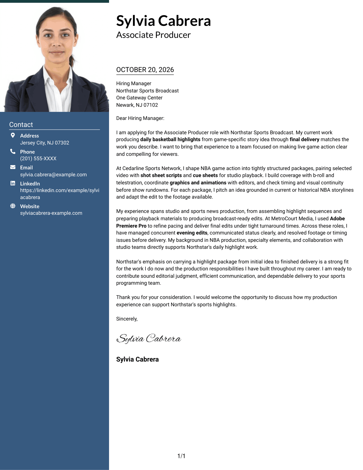 Cover letter example — page 1