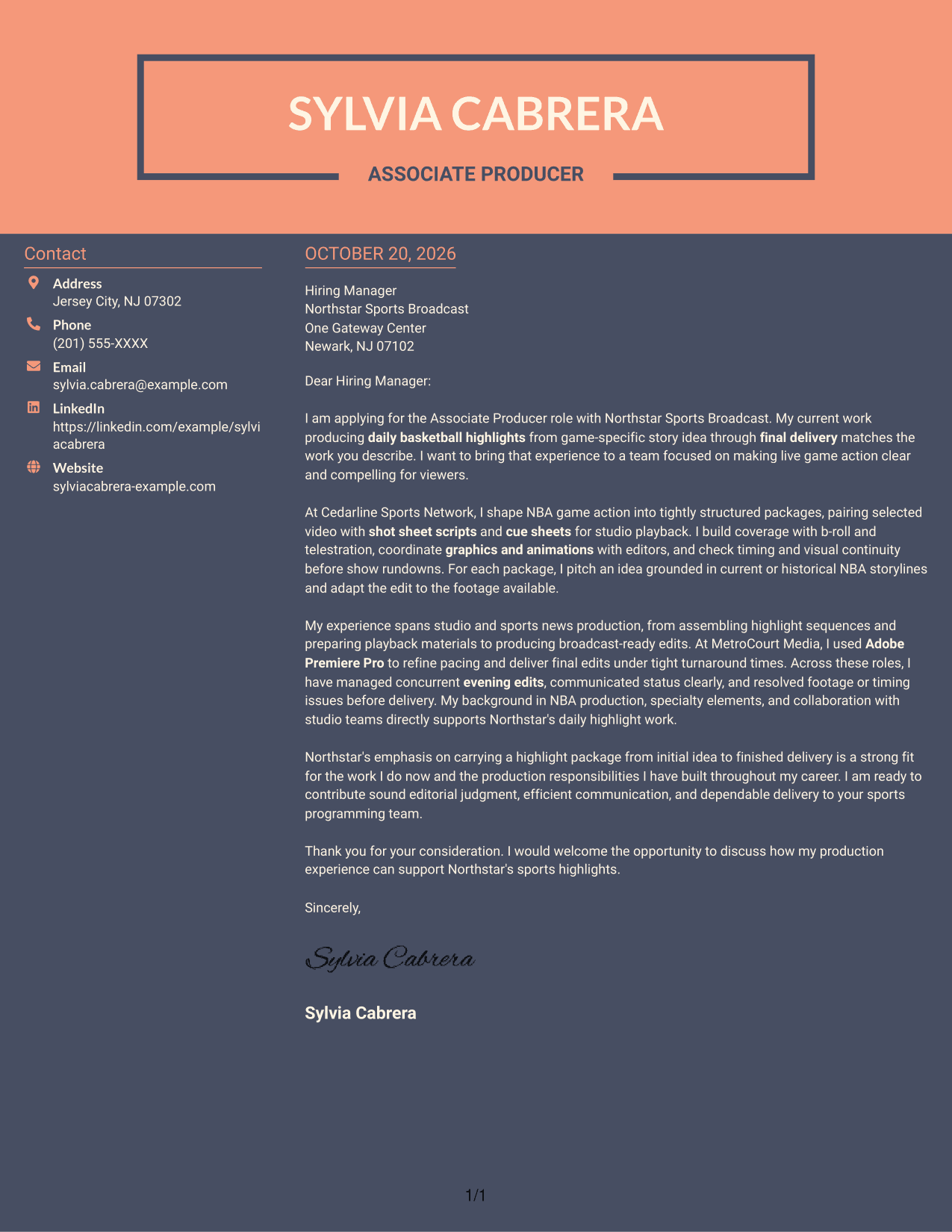 Cover letter example — page 1