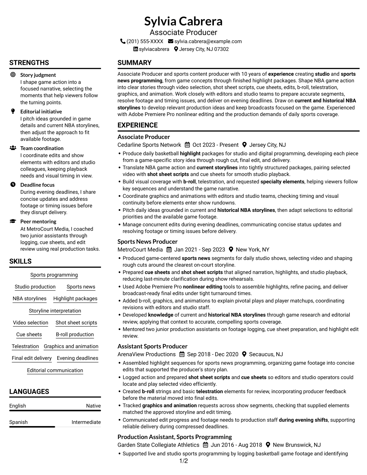 Resume example — page 1