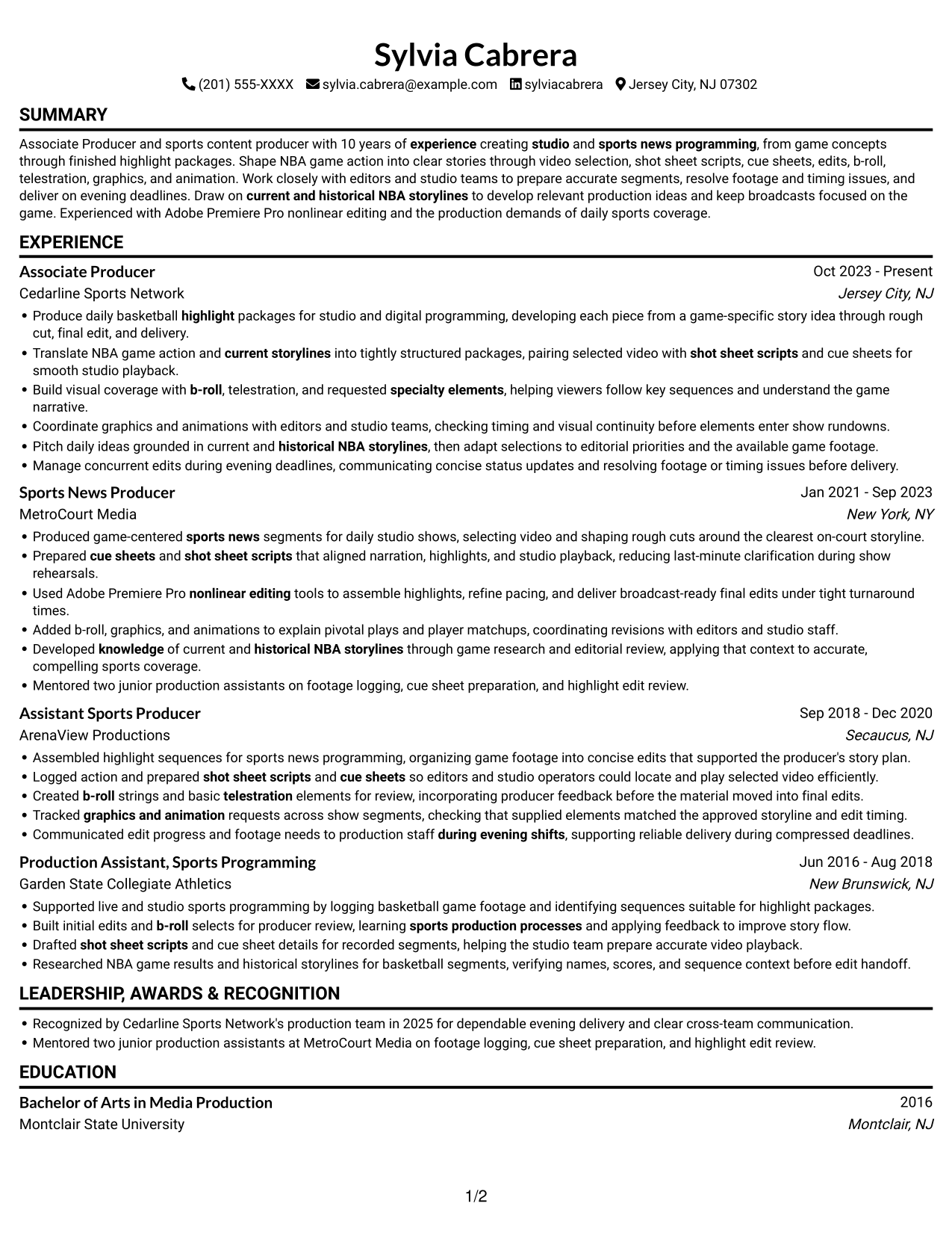Resume example — page 1