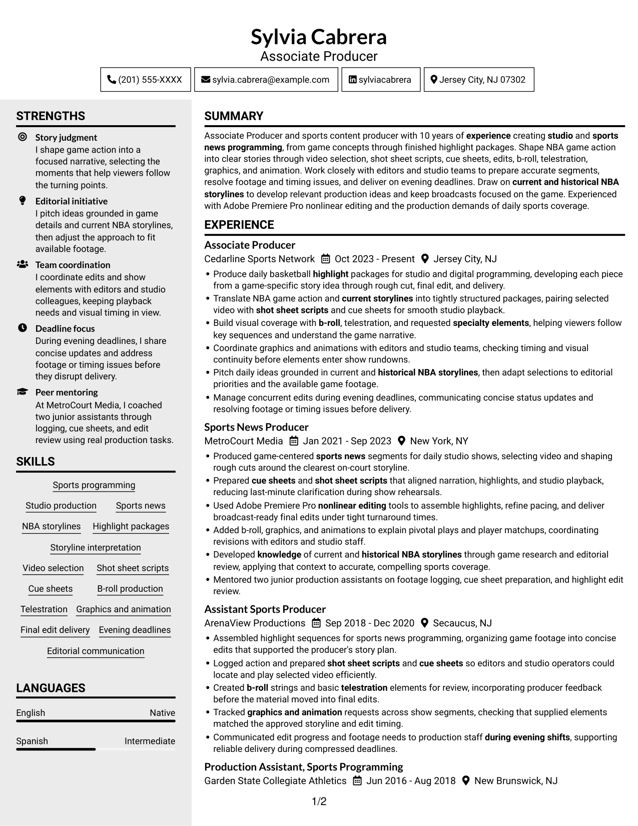 Resume example — page 1