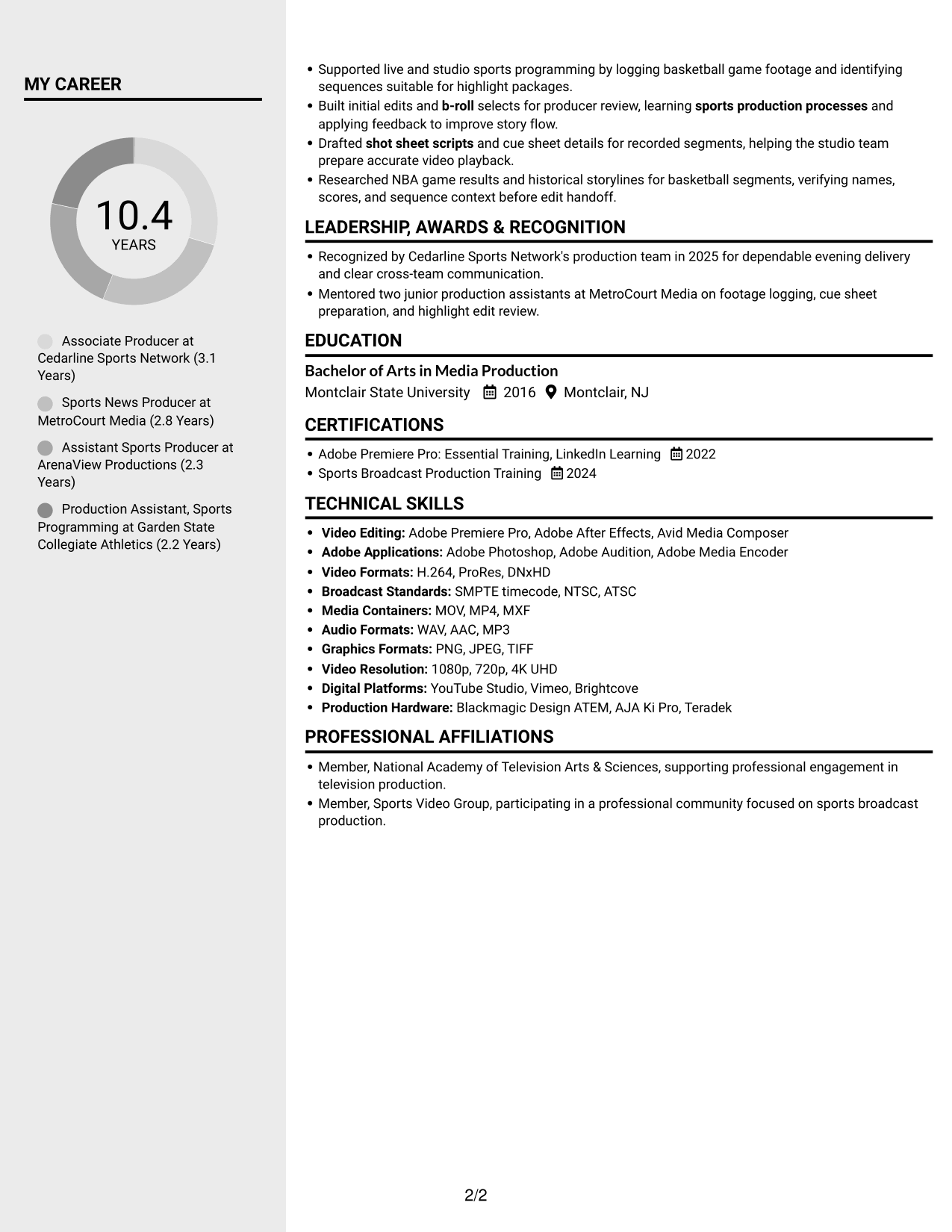 Resume example — page 2