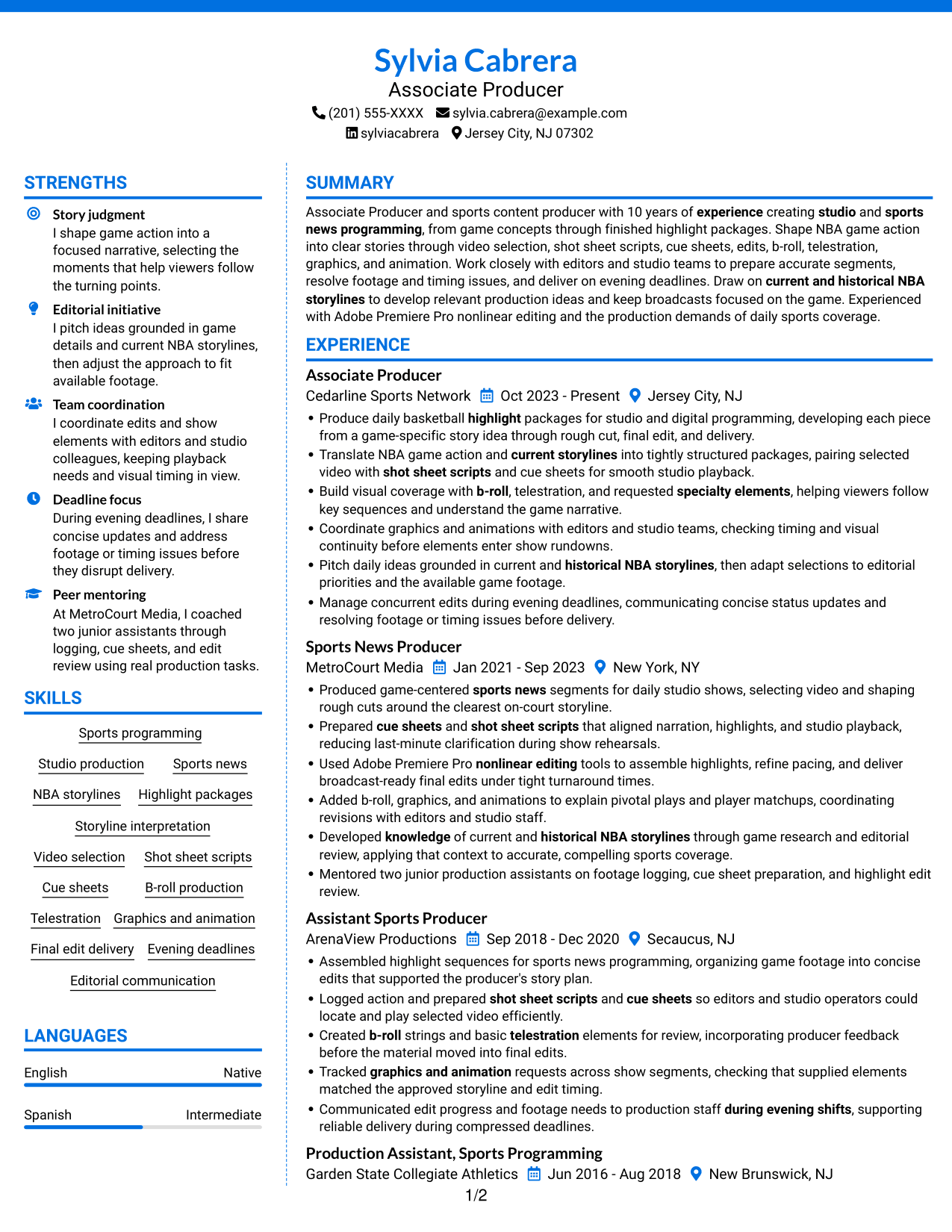 Resume example — page 1
