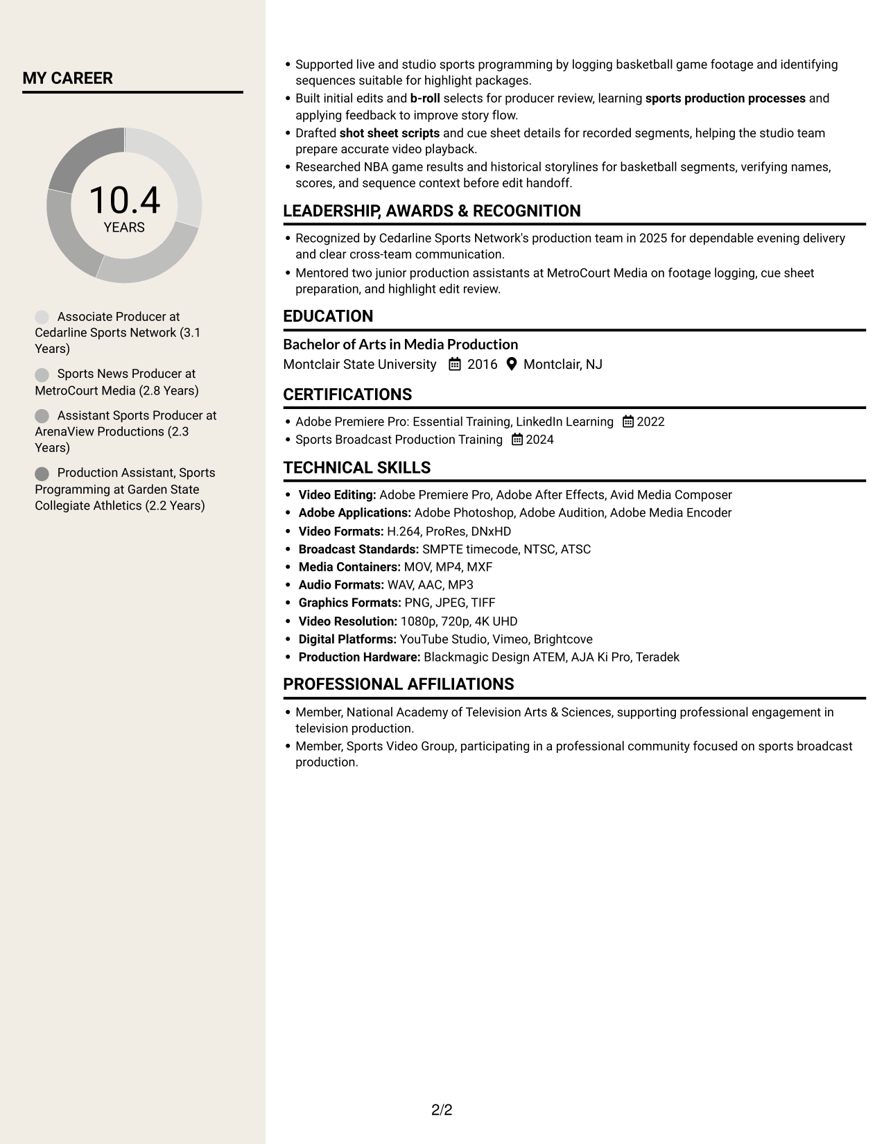 Resume example — page 2