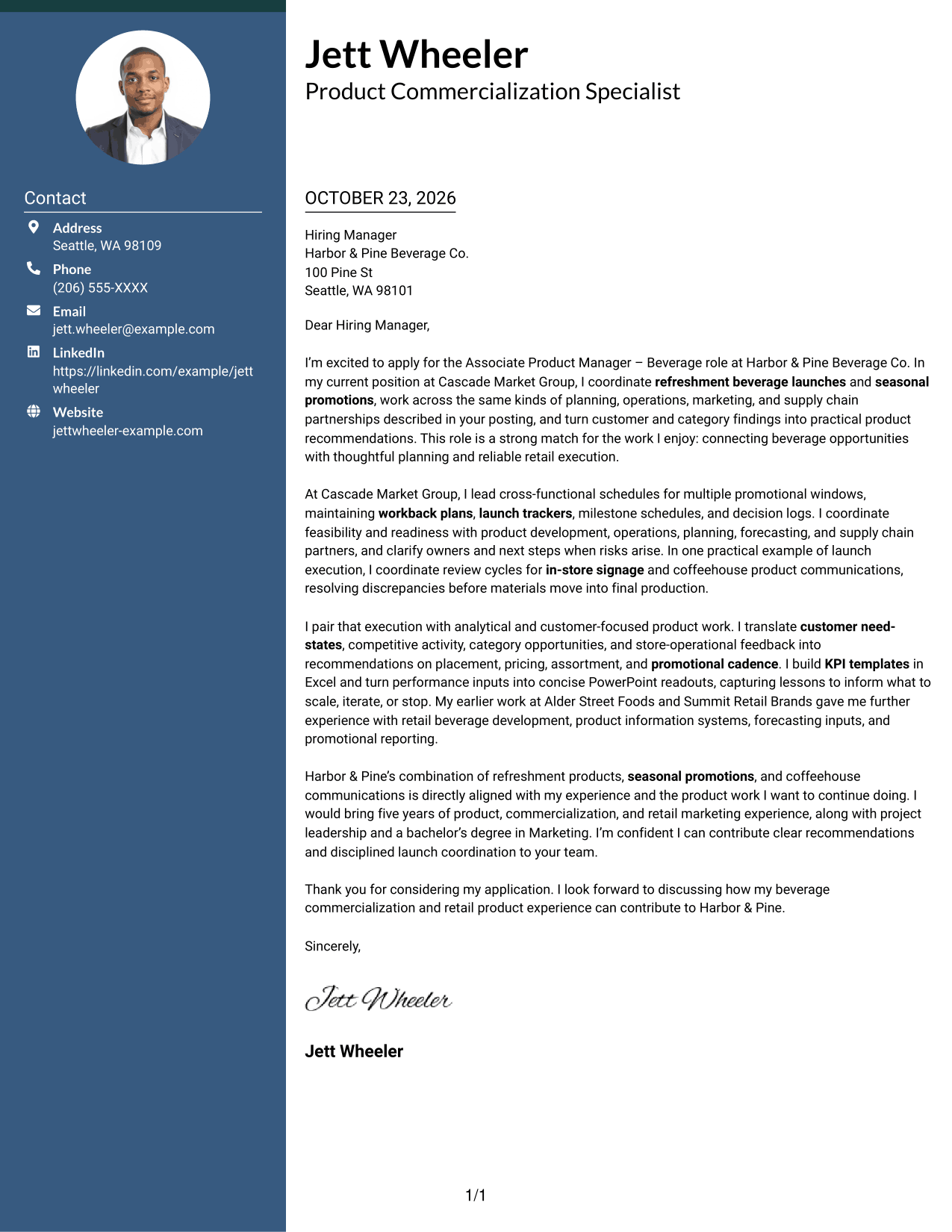Cover letter example — page 1