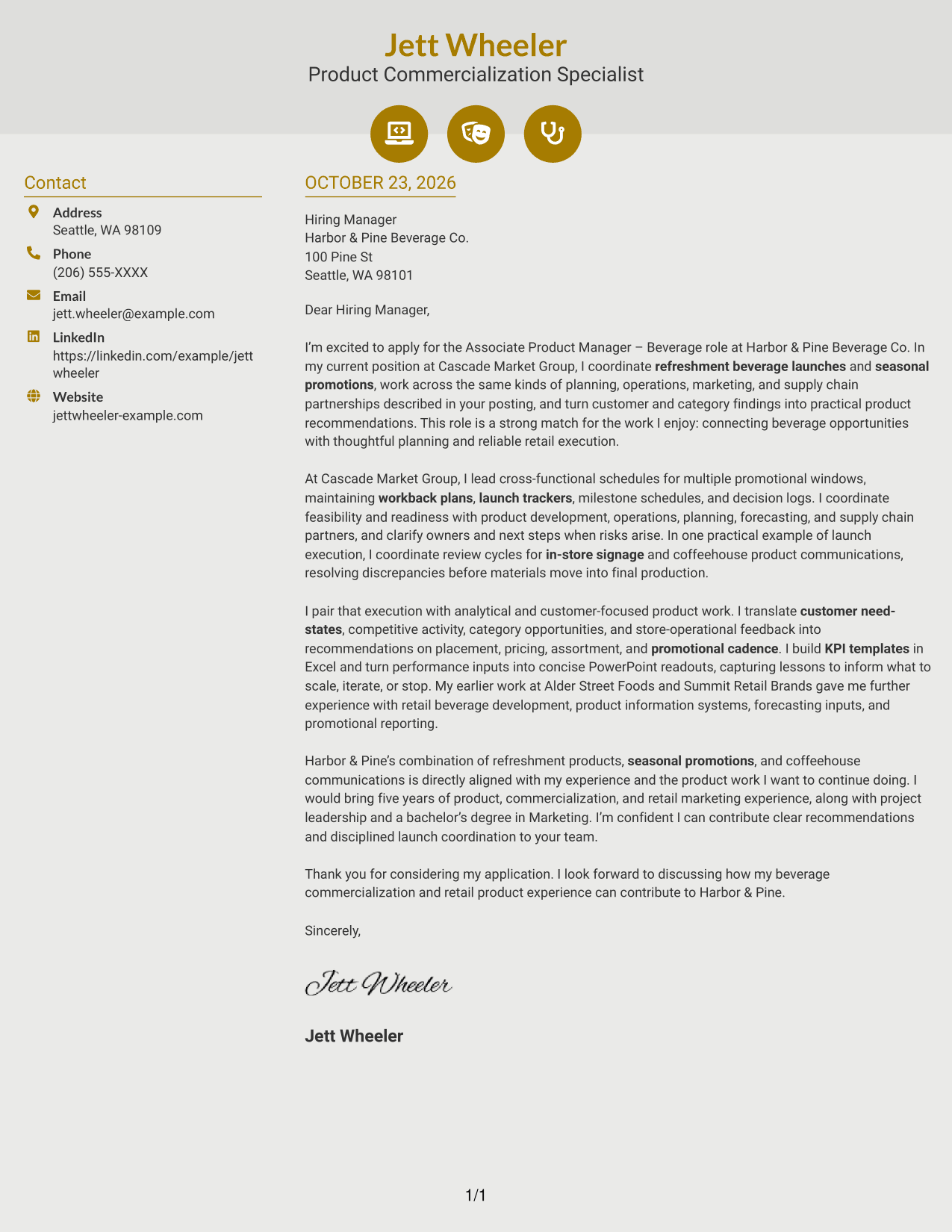 Cover letter example — page 1