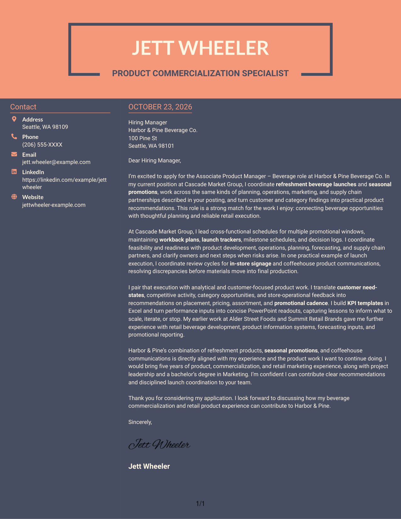 Cover letter example — page 1