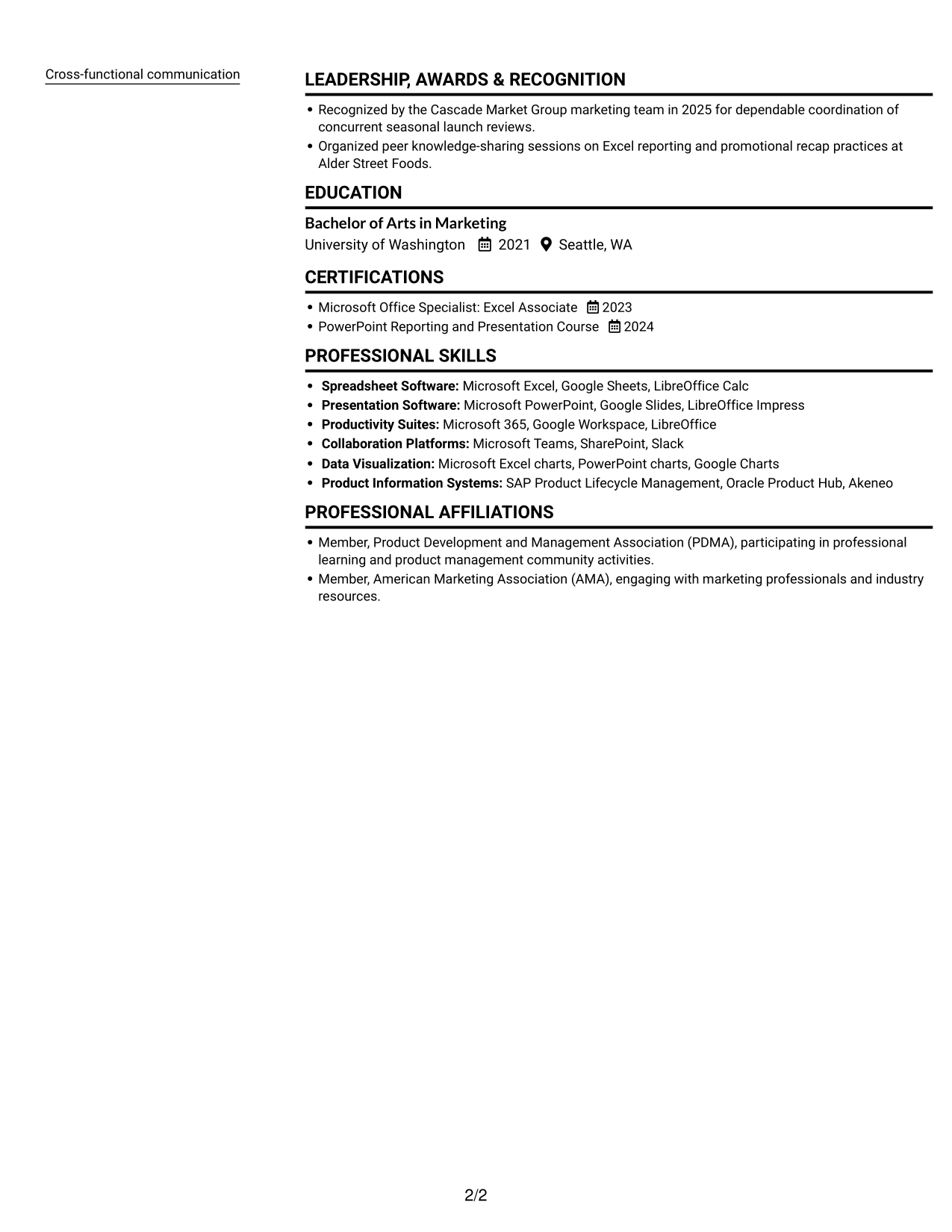 Resume example — page 2
