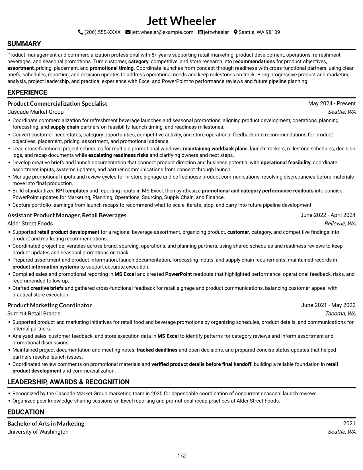 Resume example — page 1