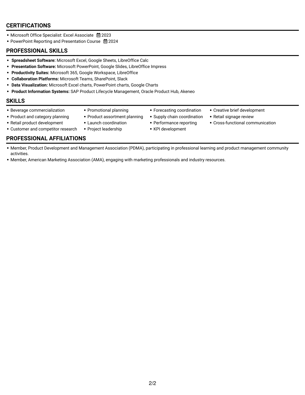Resume example — page 2