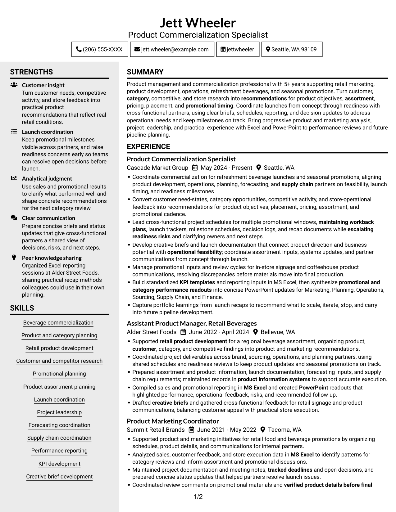 Resume example — page 1