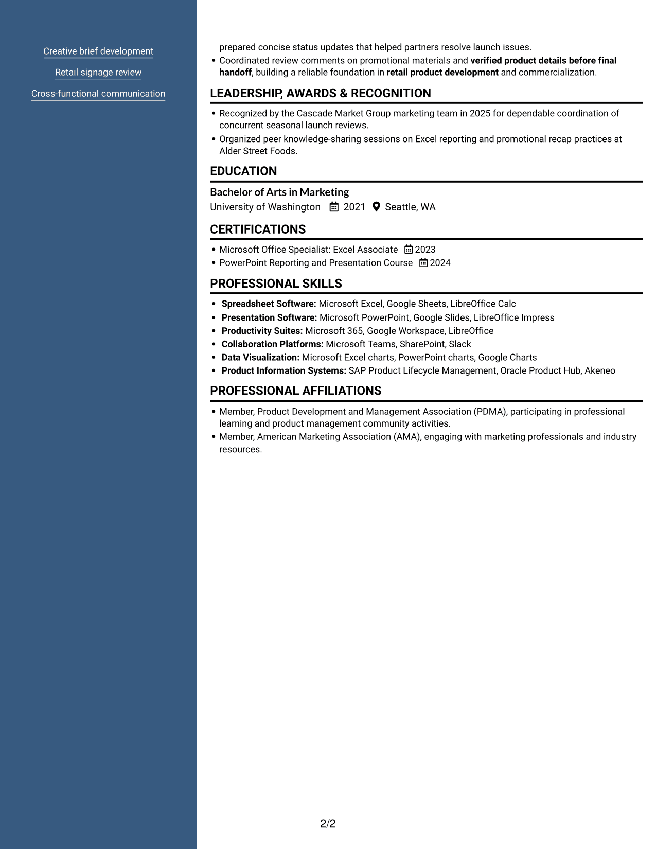 Resume example — page 2
