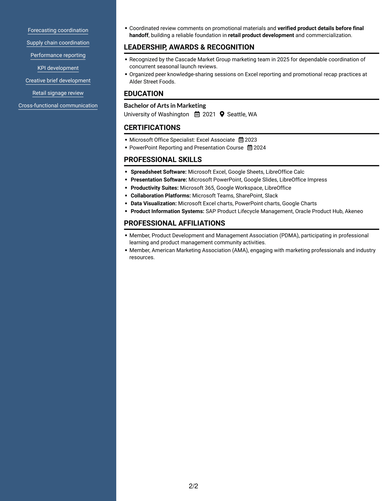 Resume example — page 2