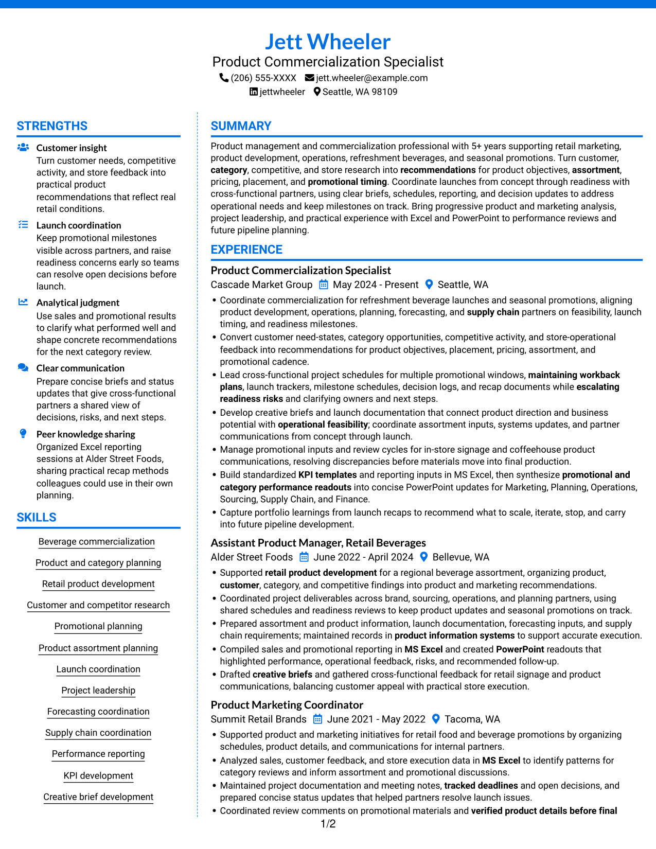 Resume example — page 1