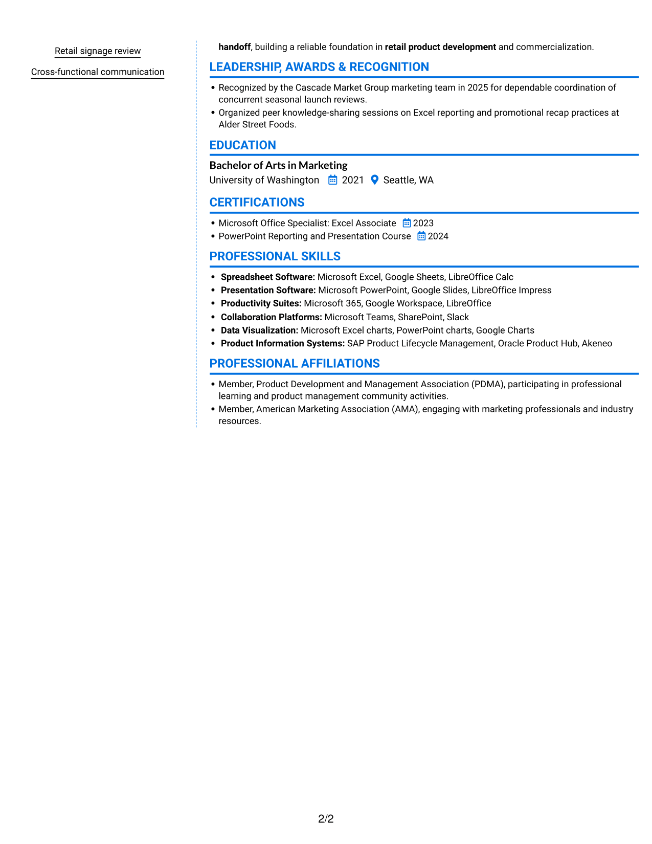 Resume example — page 2