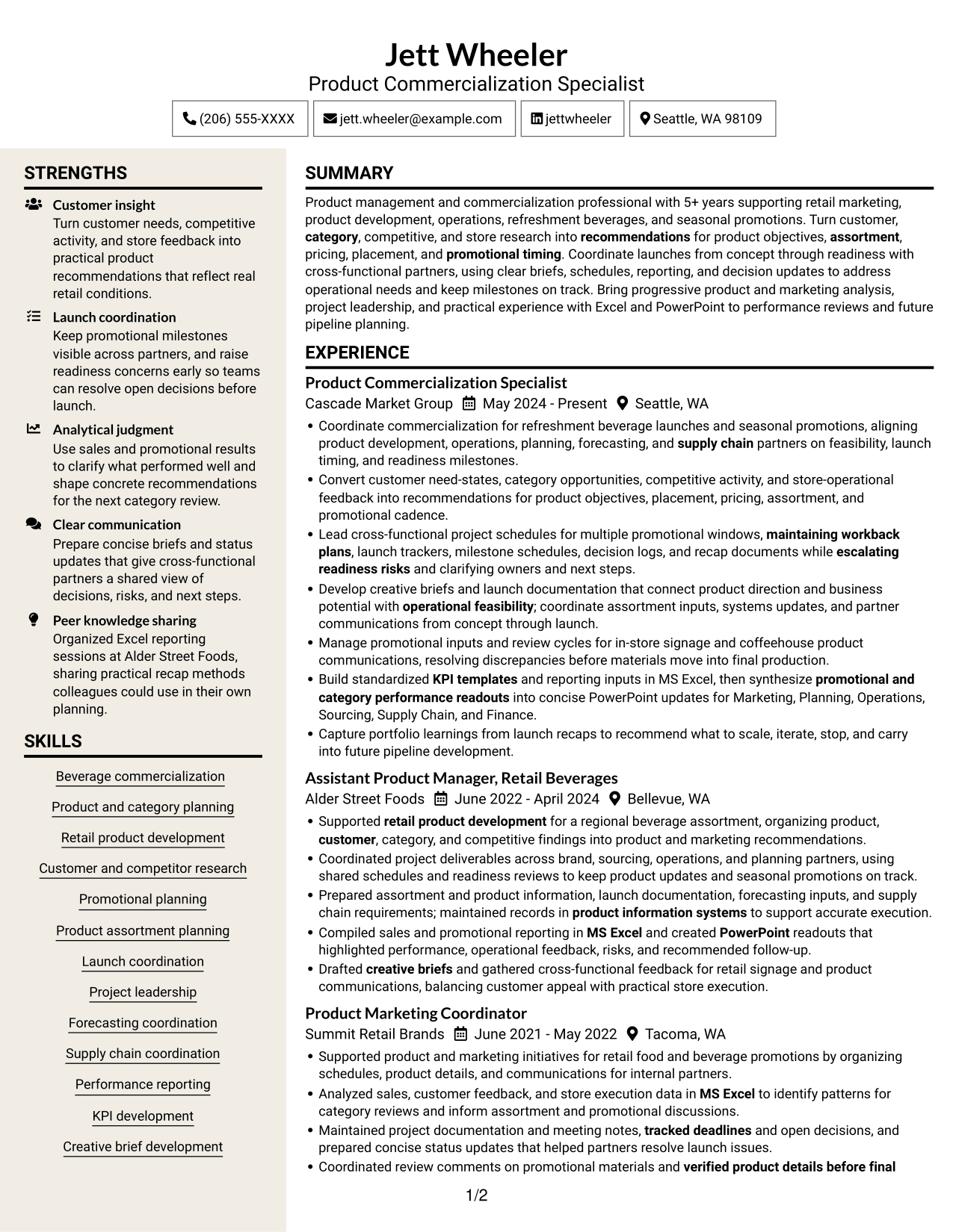 Resume example — page 1