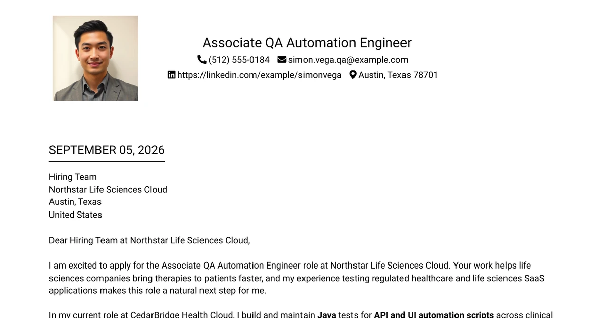 30+ Associate QA Automation Engineer Cover Letter Templates with Example 2026