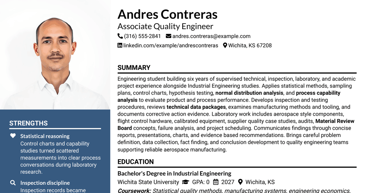 7 Associate Quality Engineer Resume Templates with Example