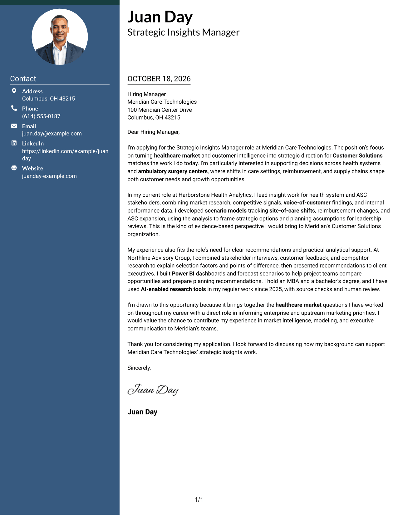 Cover letter example — page 1