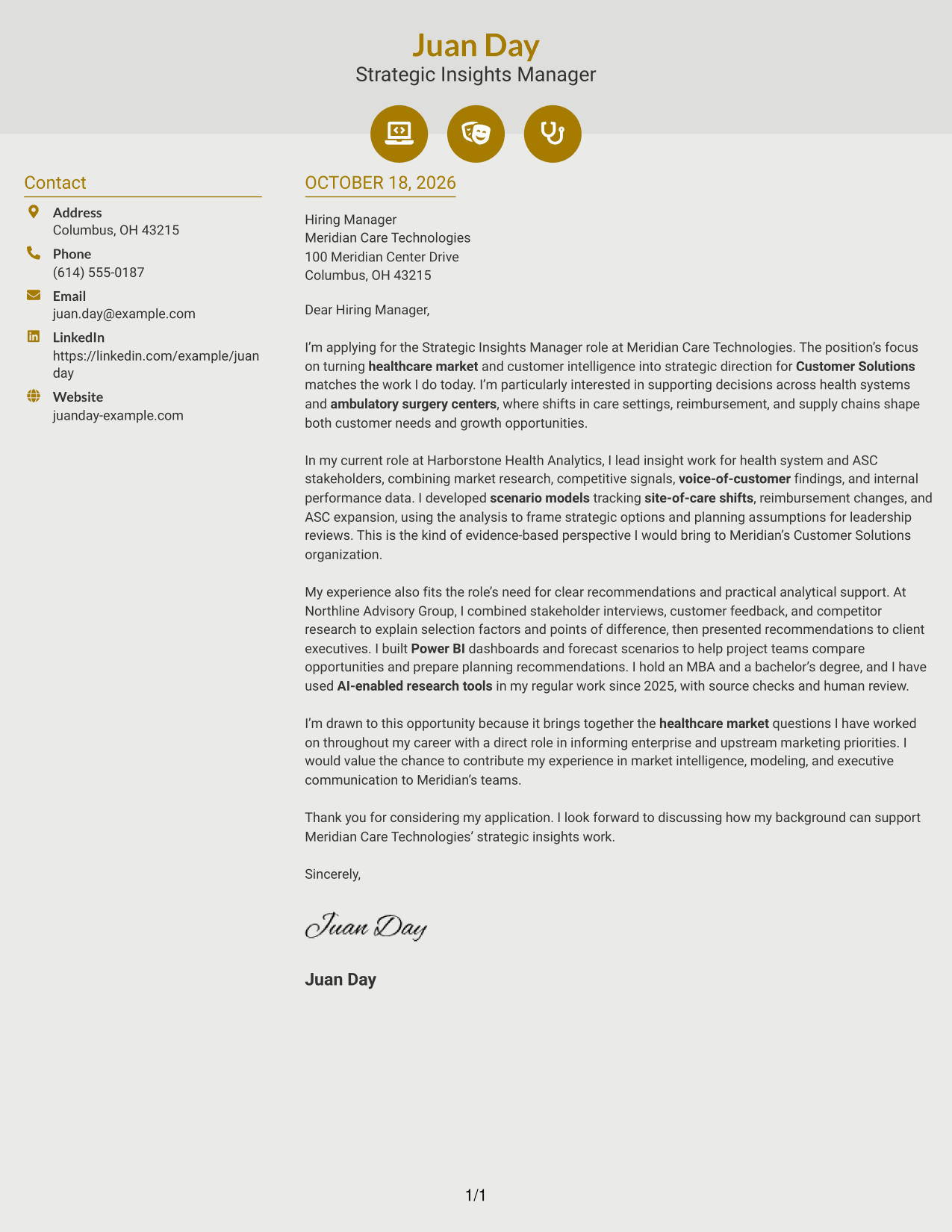Cover letter example — page 1