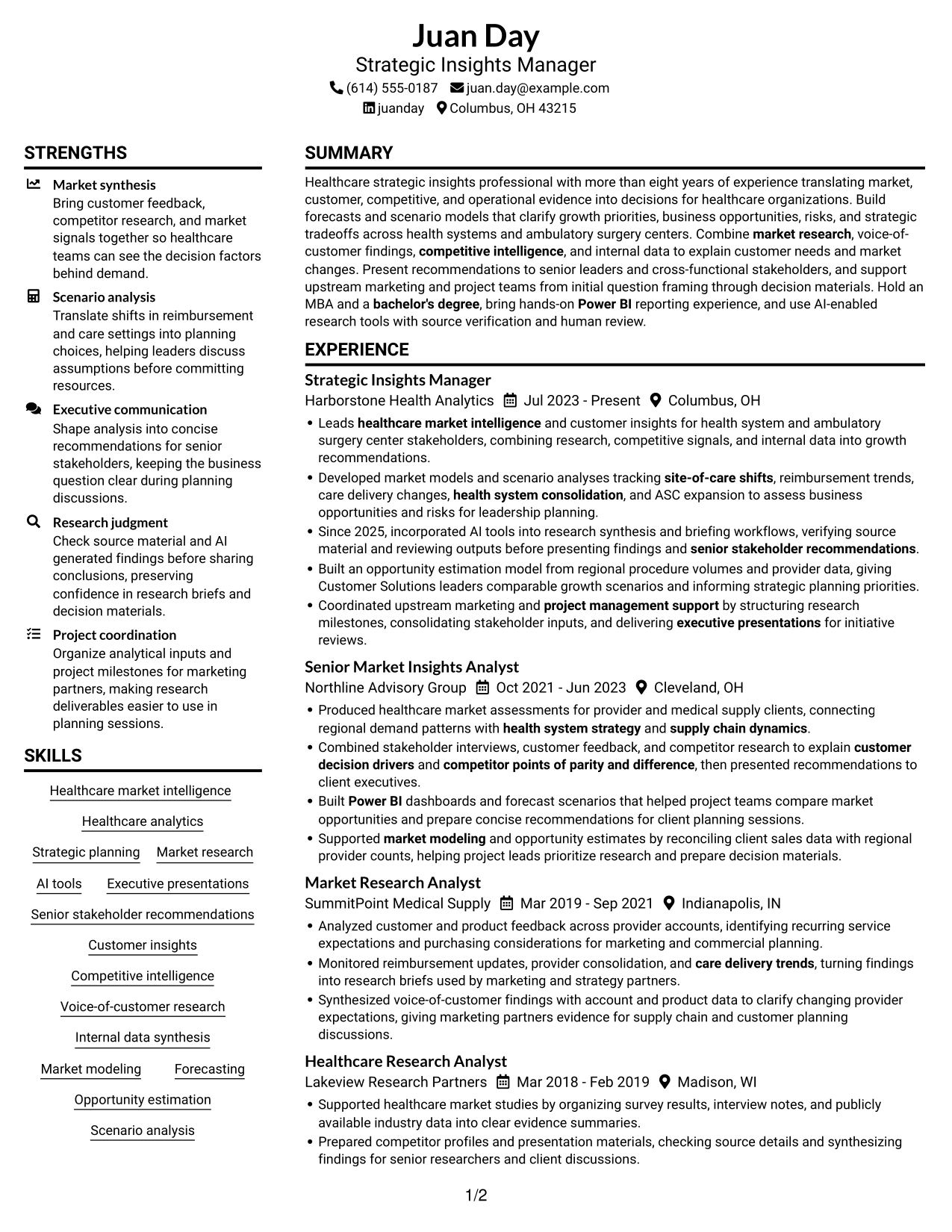 Resume example — page 1