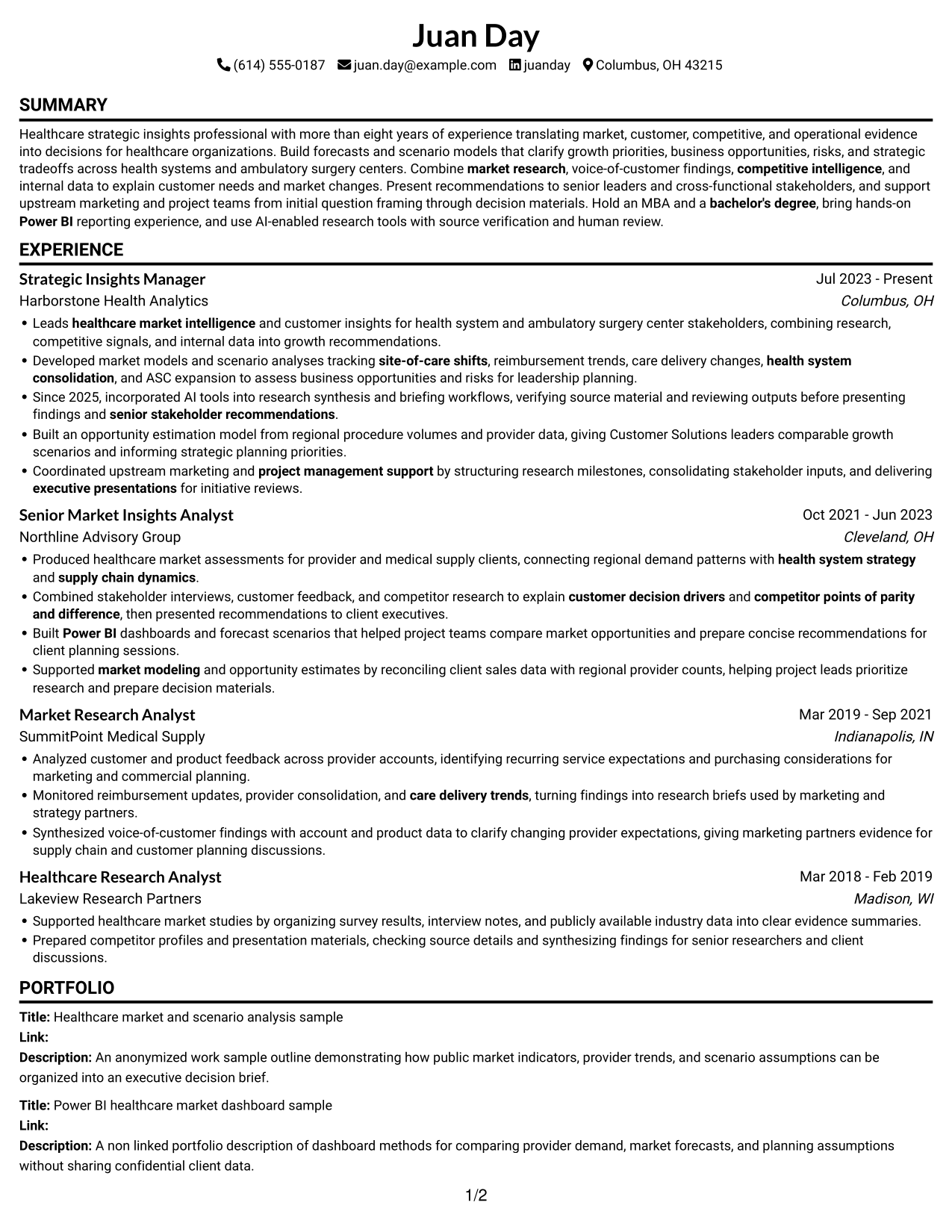 Resume example — page 1