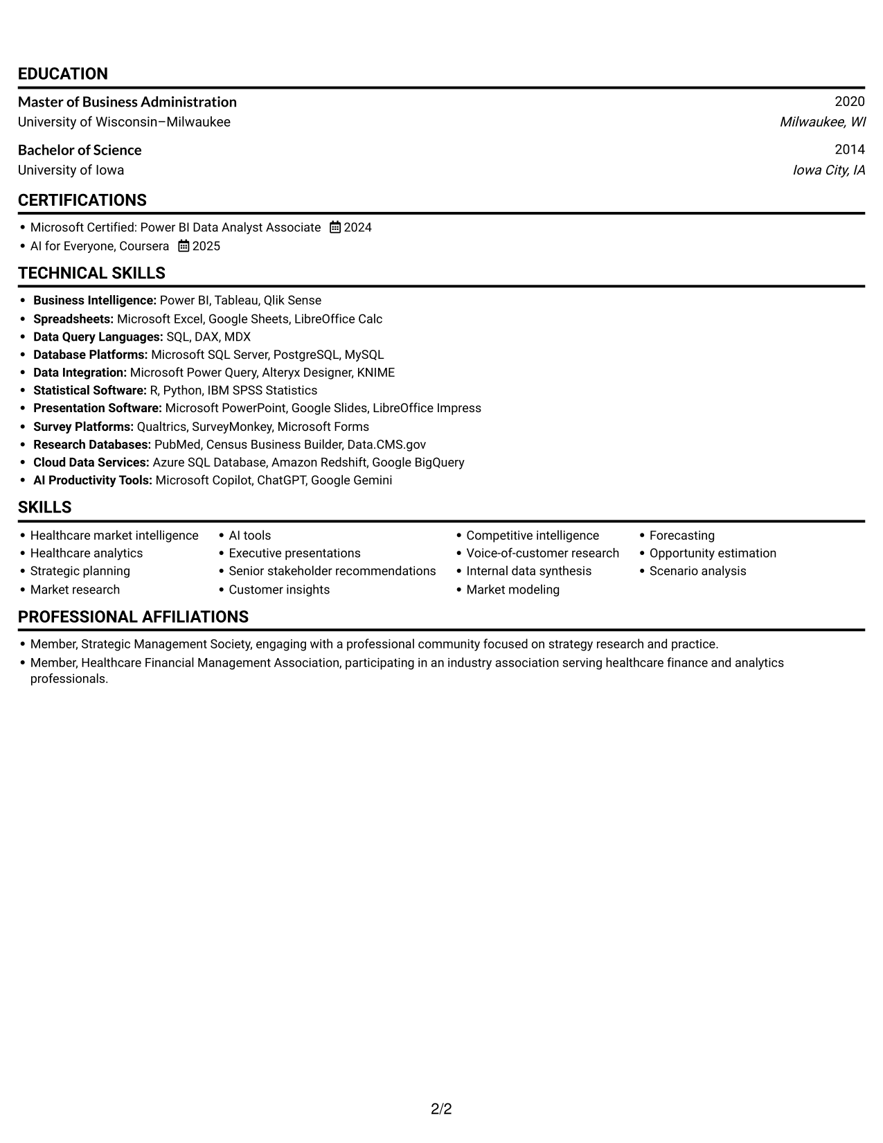 Resume example — page 2