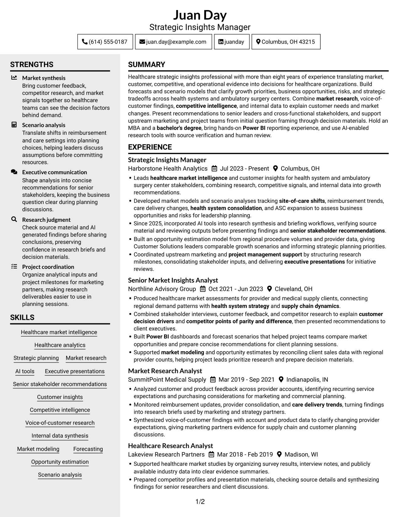 Resume example — page 1