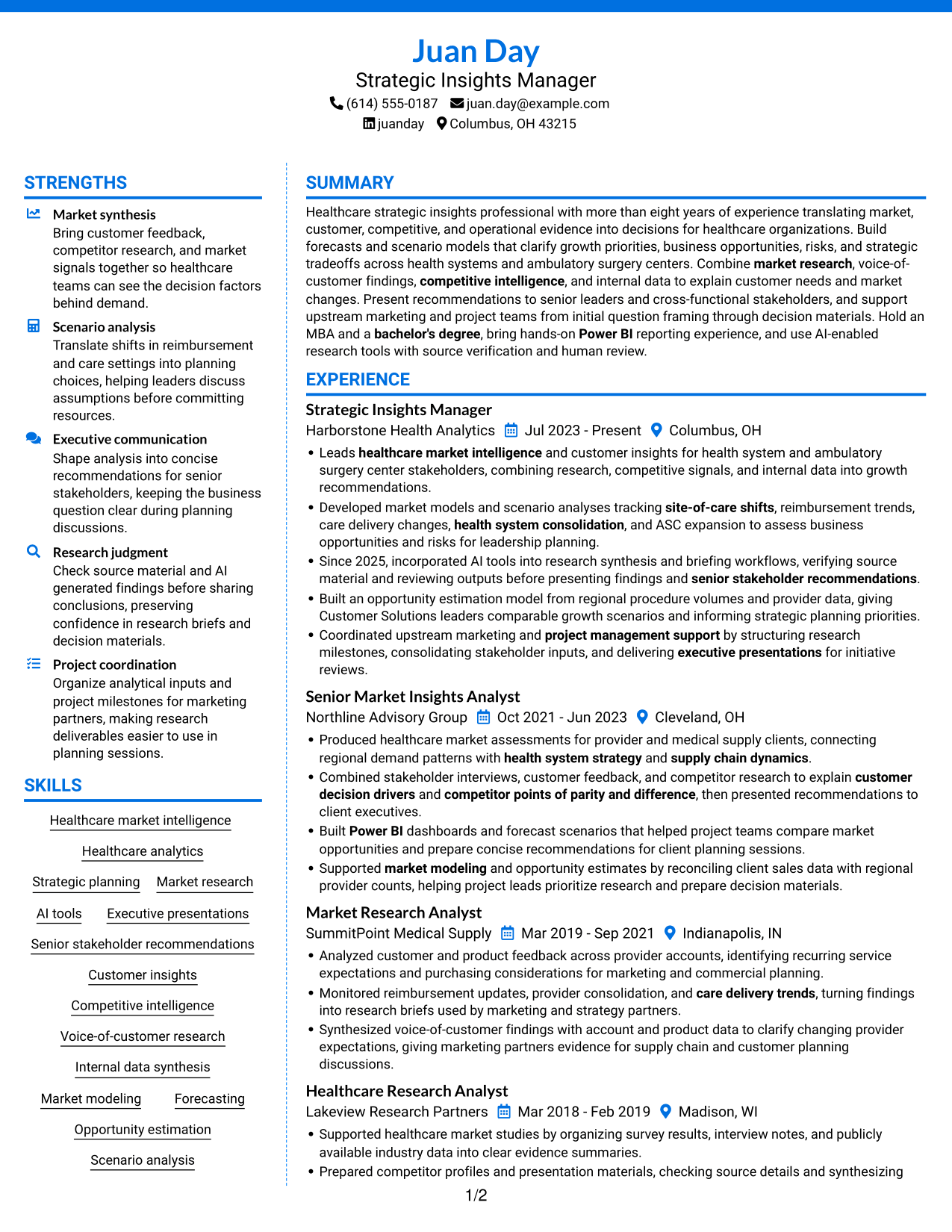 Resume example — page 1