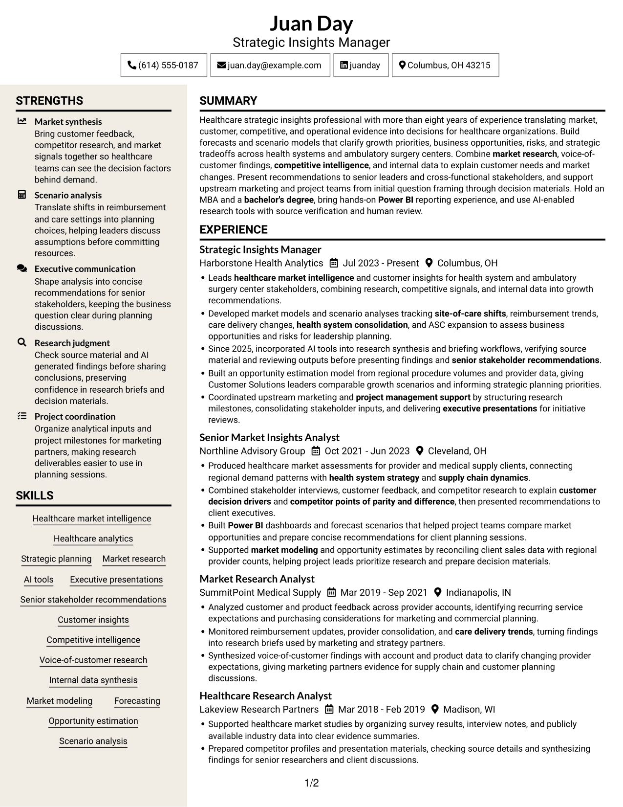 Resume example — page 1