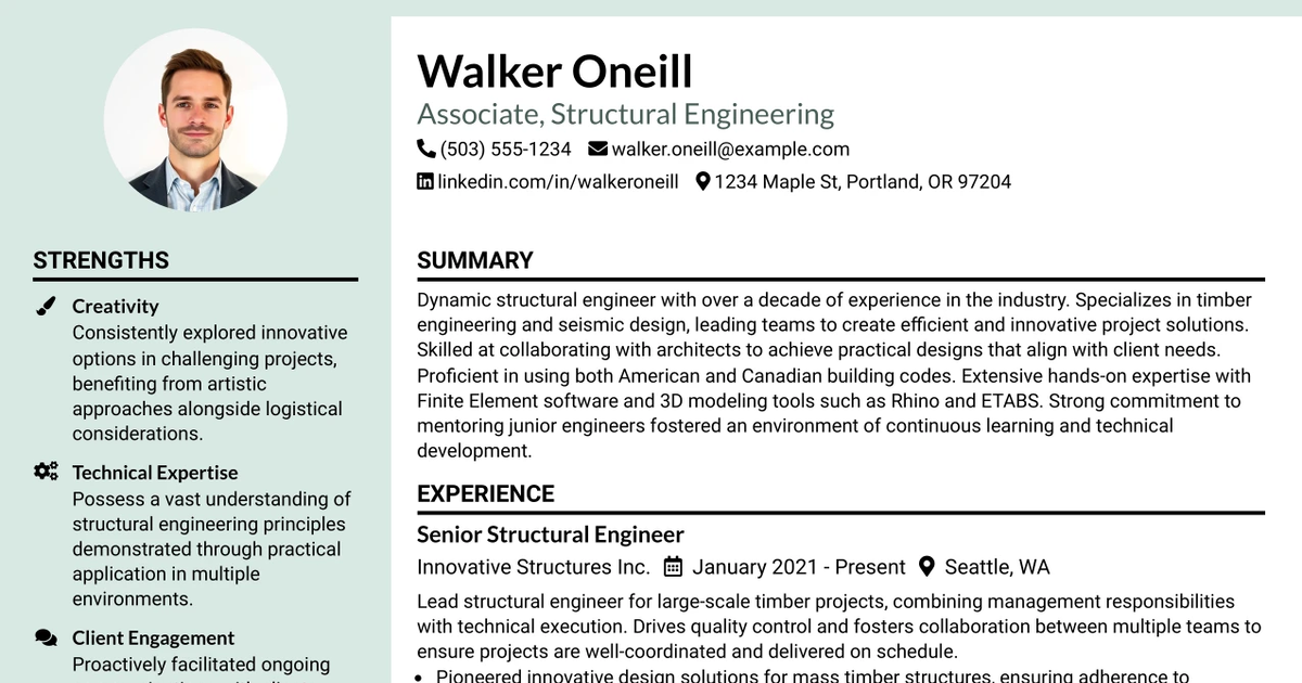33 Associate, Structural Engineering Resume Templates with Example 2026 (ATS-Optimized)