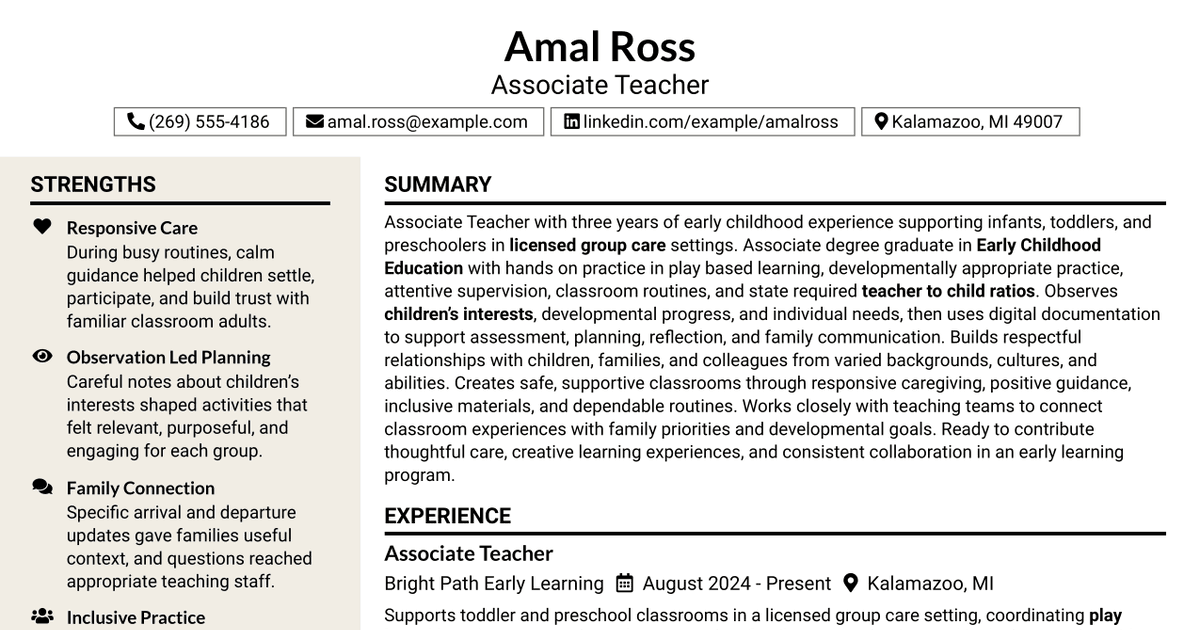 7 Associate Teacher Resume Templates with Example