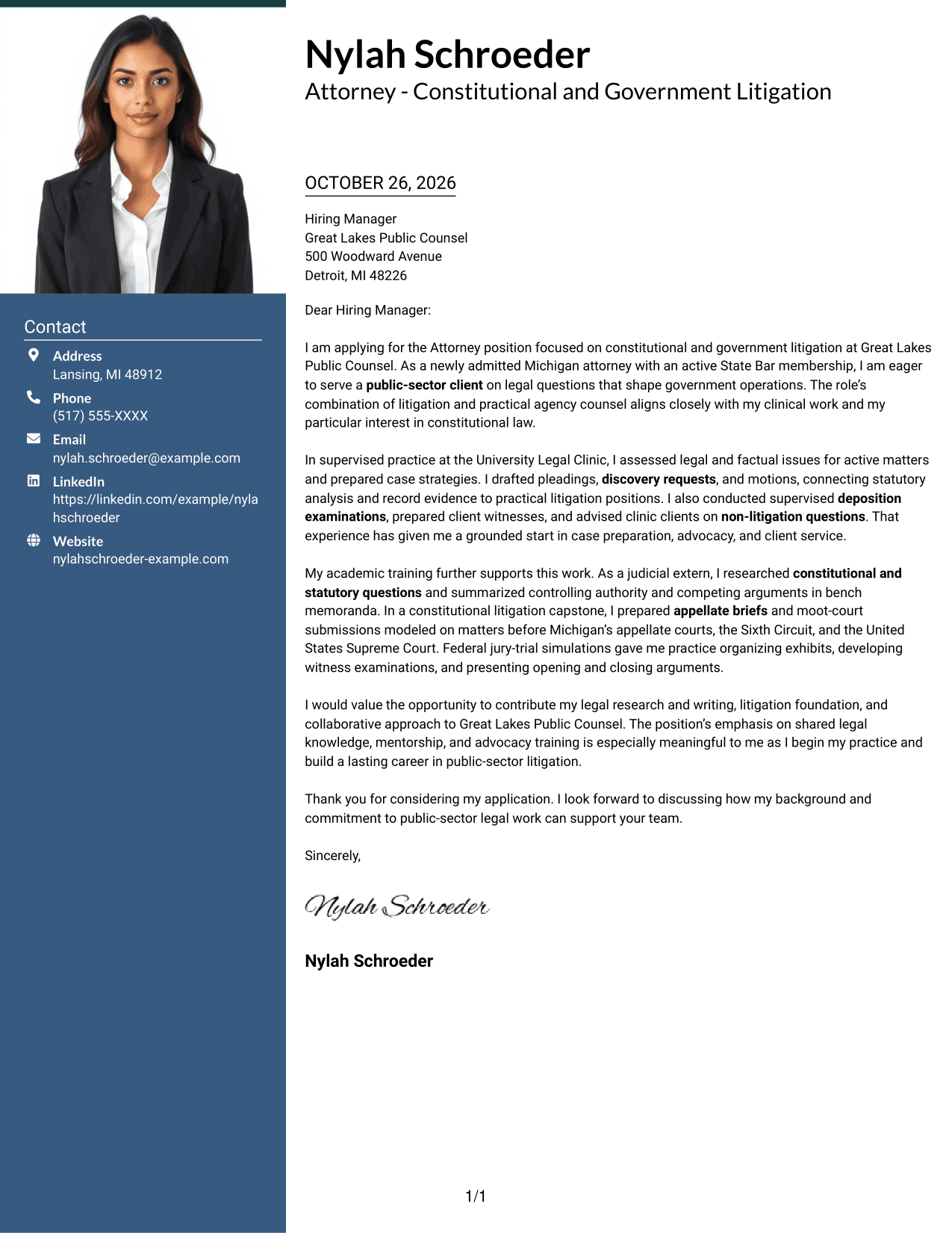 Cover letter example — page 1