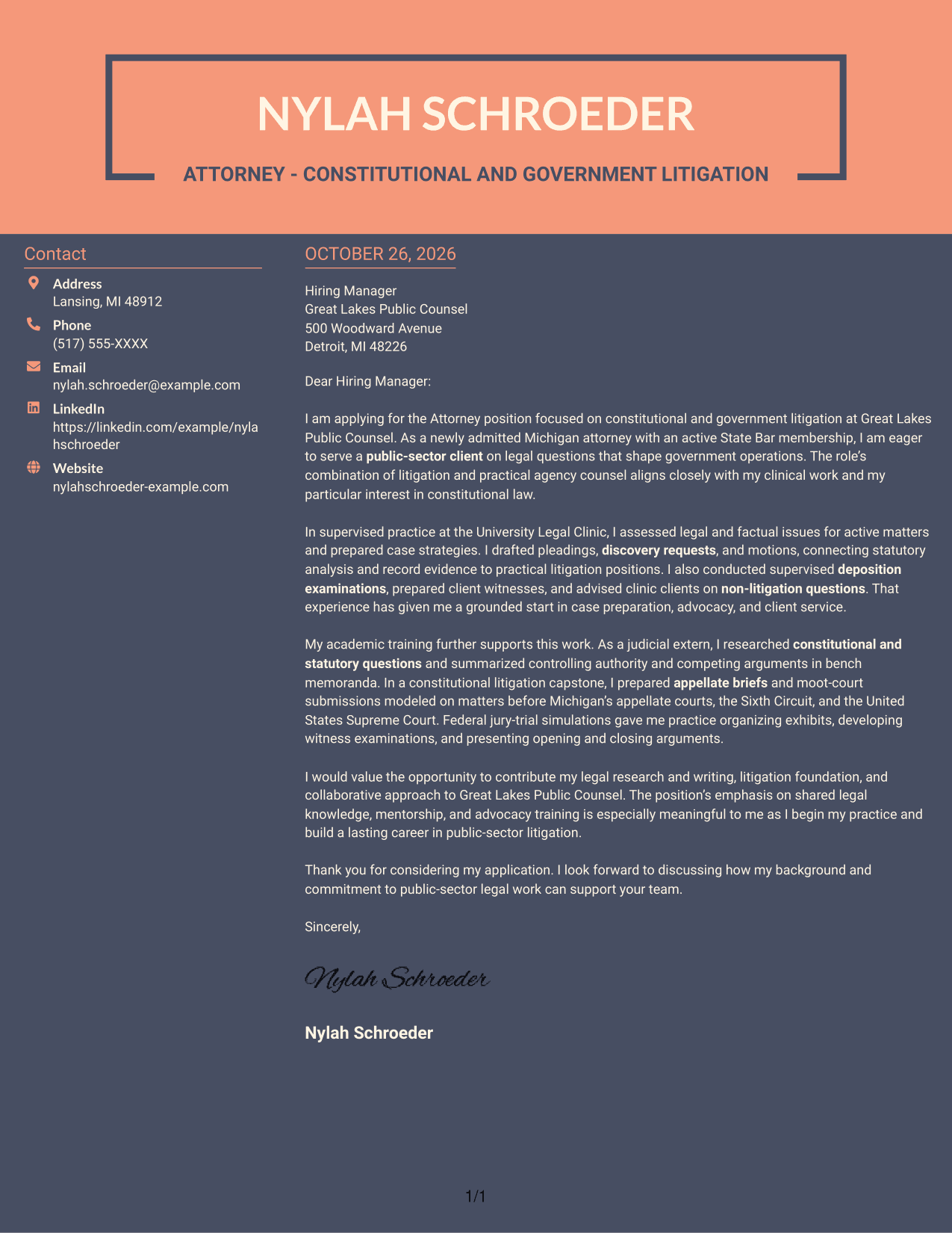 Cover letter example — page 1