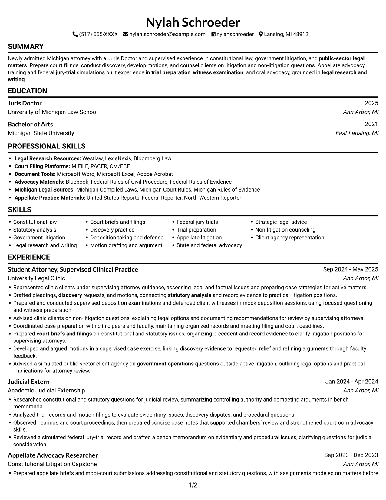 Resume example — page 1
