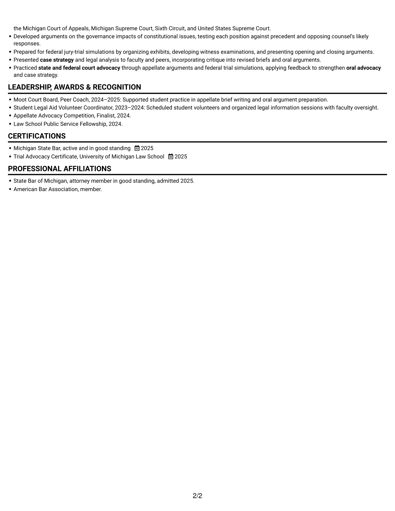 Resume example — page 2