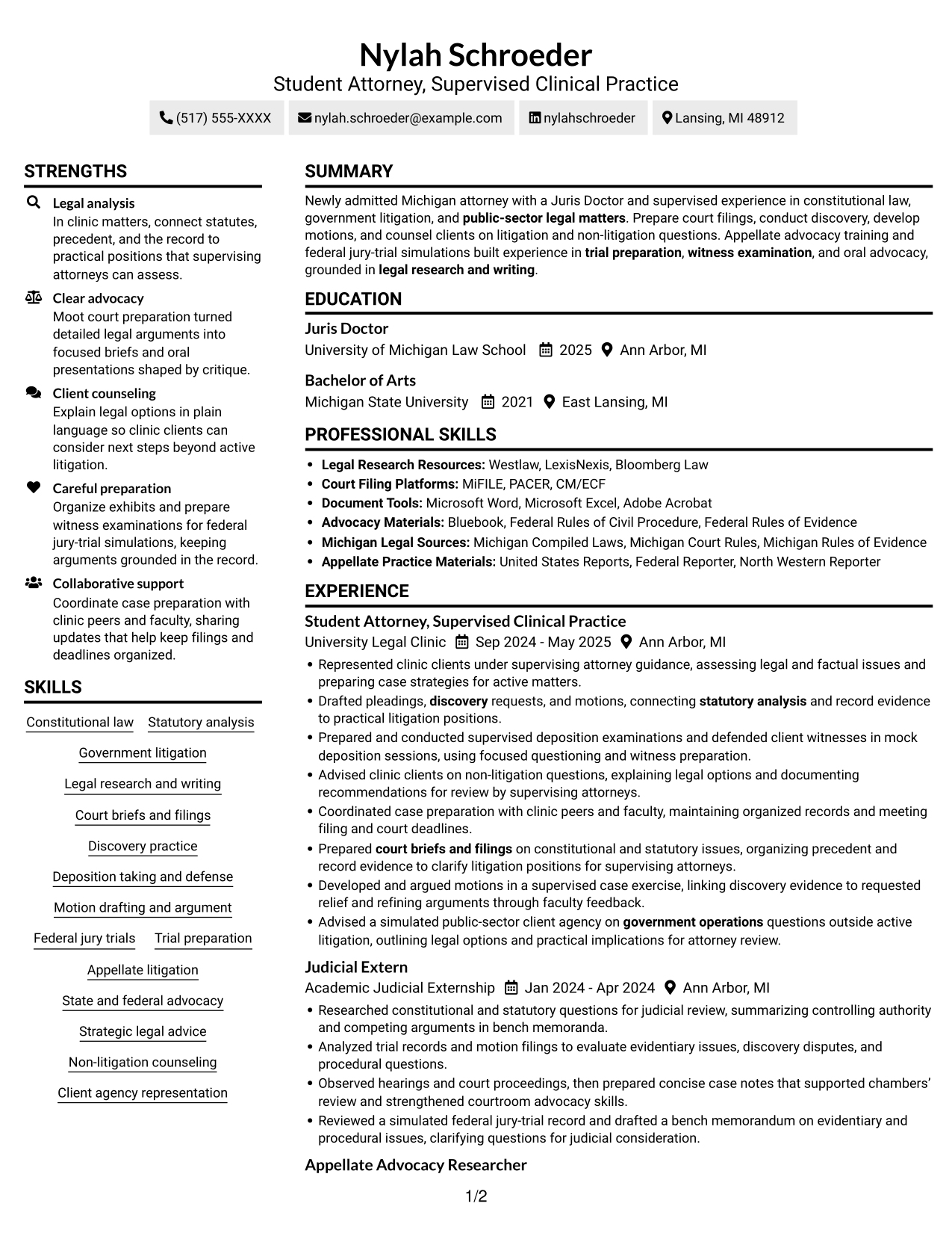 Resume example — page 1