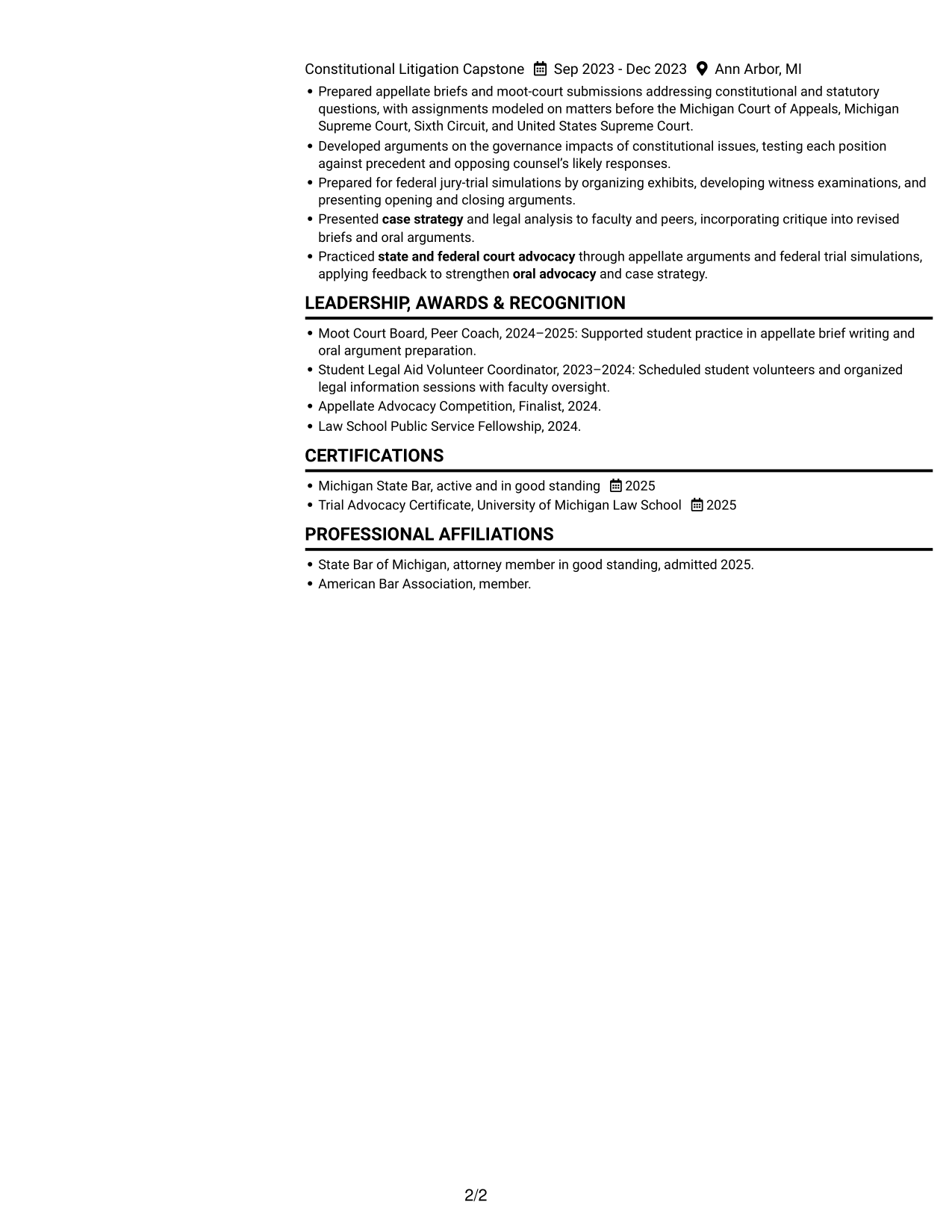 Resume example — page 2
