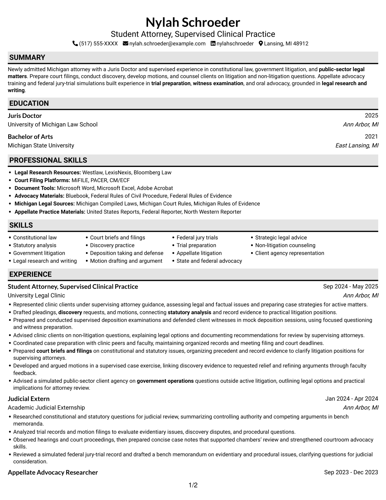 Resume example — page 1
