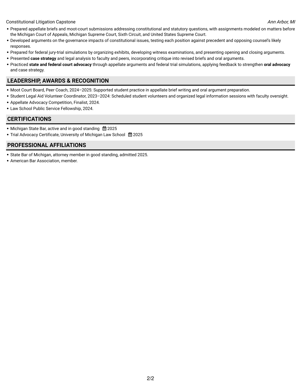 Resume example — page 2