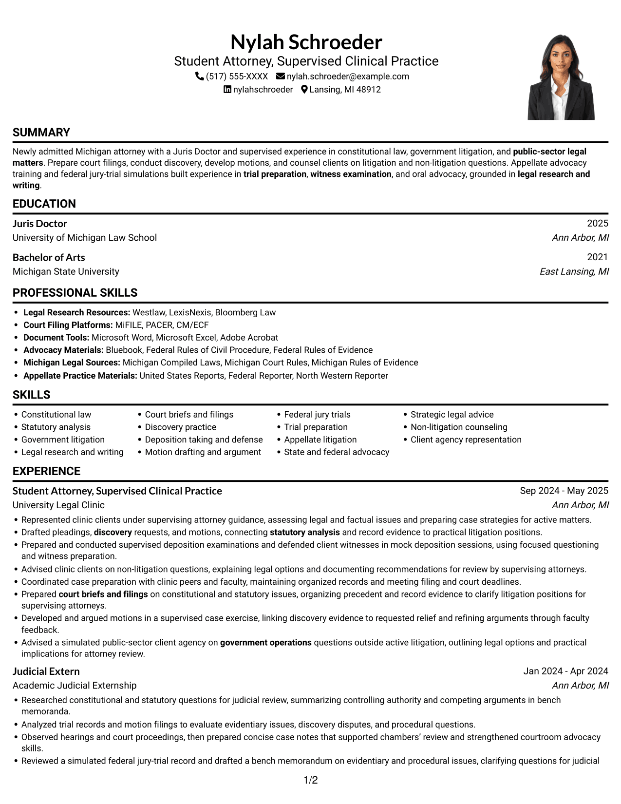Resume example — page 1
