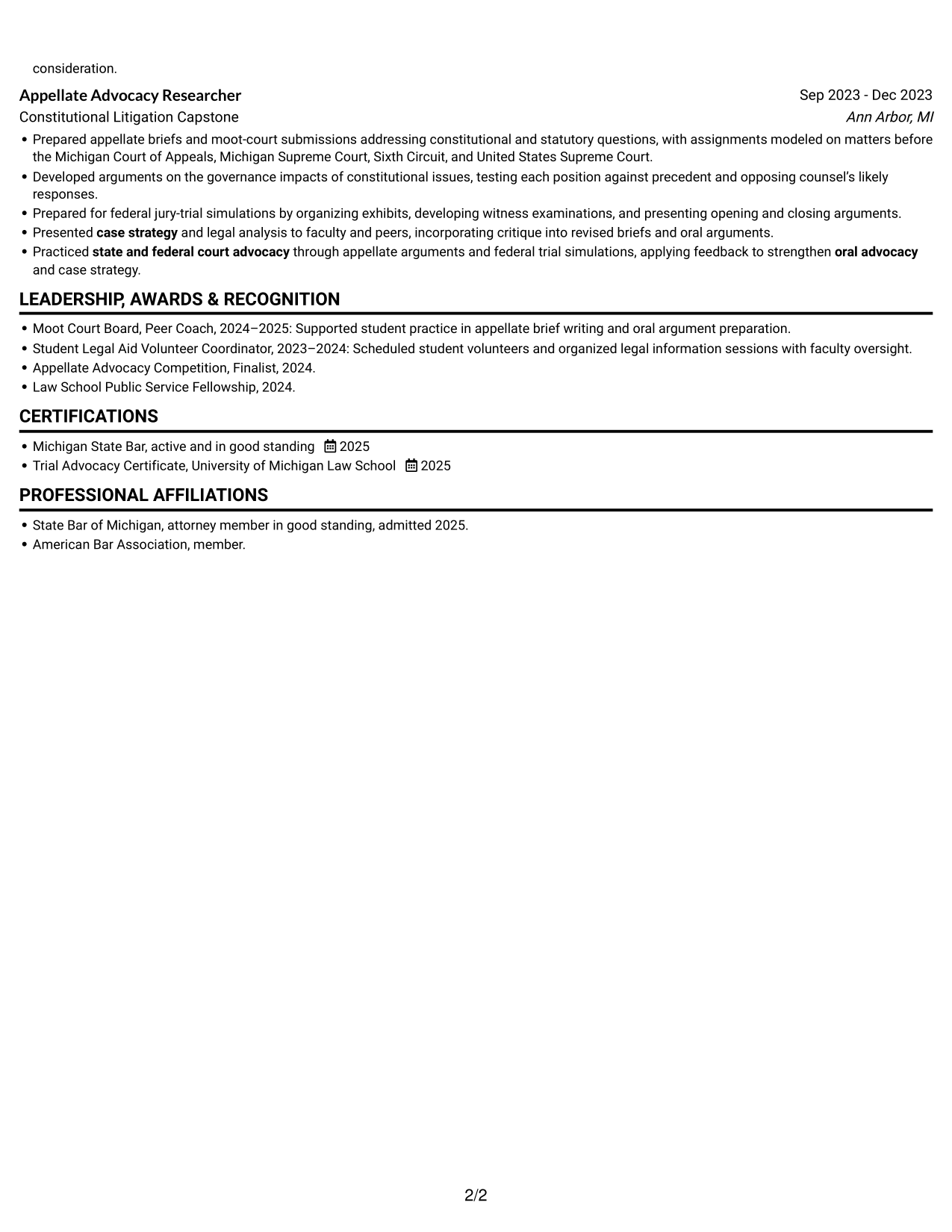 Resume example — page 2