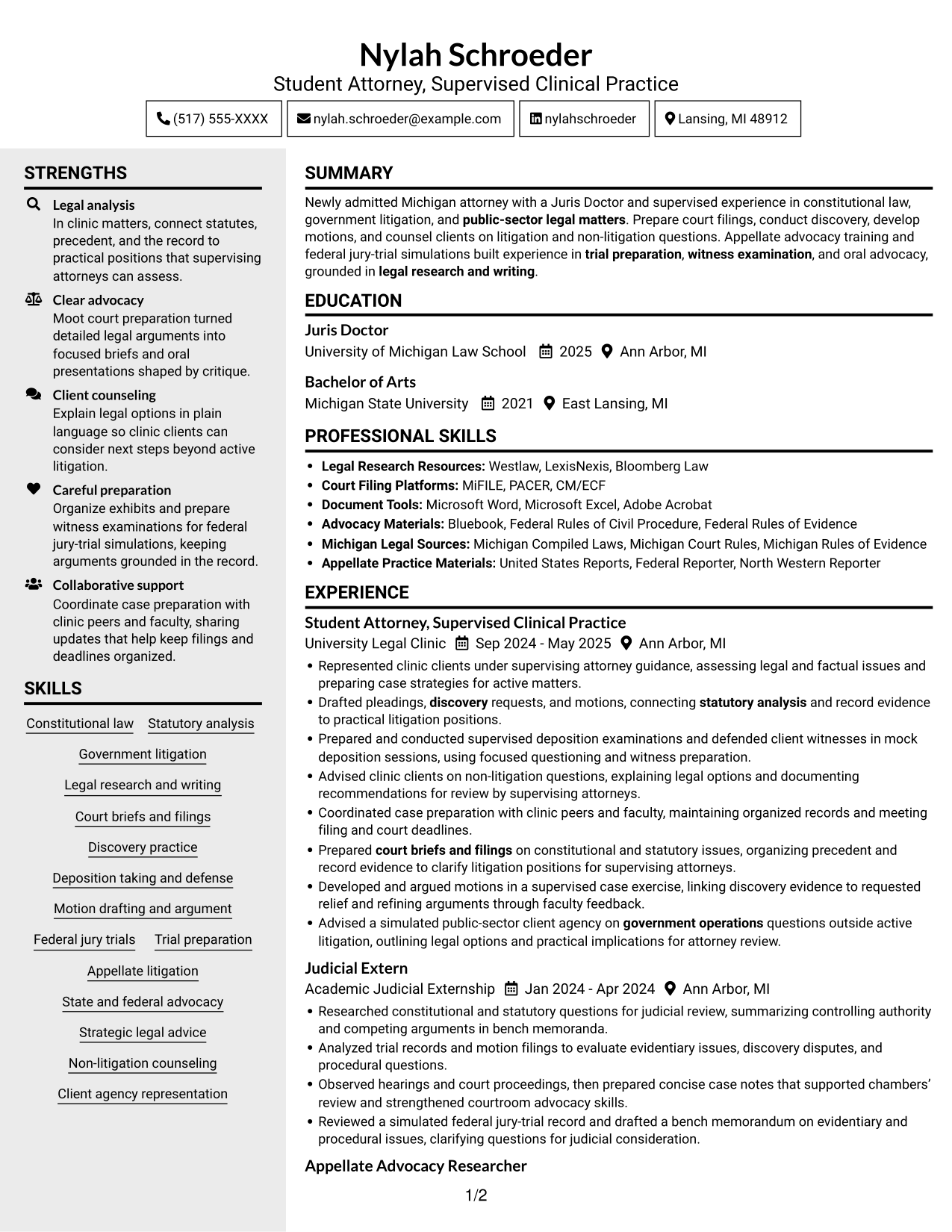 Resume example — page 1